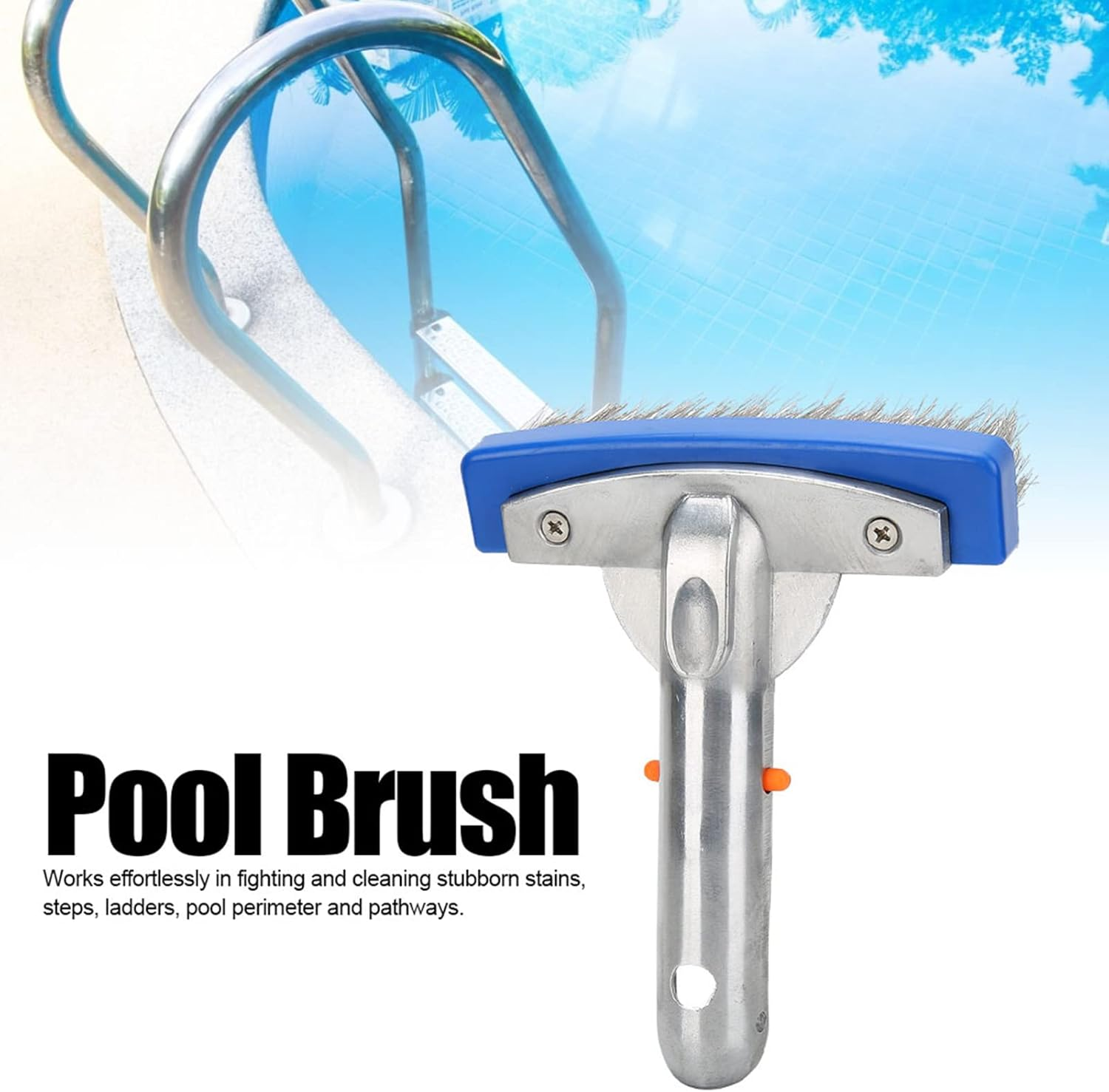 Swimming Pool Stainless Steel Brush, 5.5In, Easy to Glide, Easy Installation, for Spa Pond Floor Wall Cleaning Equipment image number 5