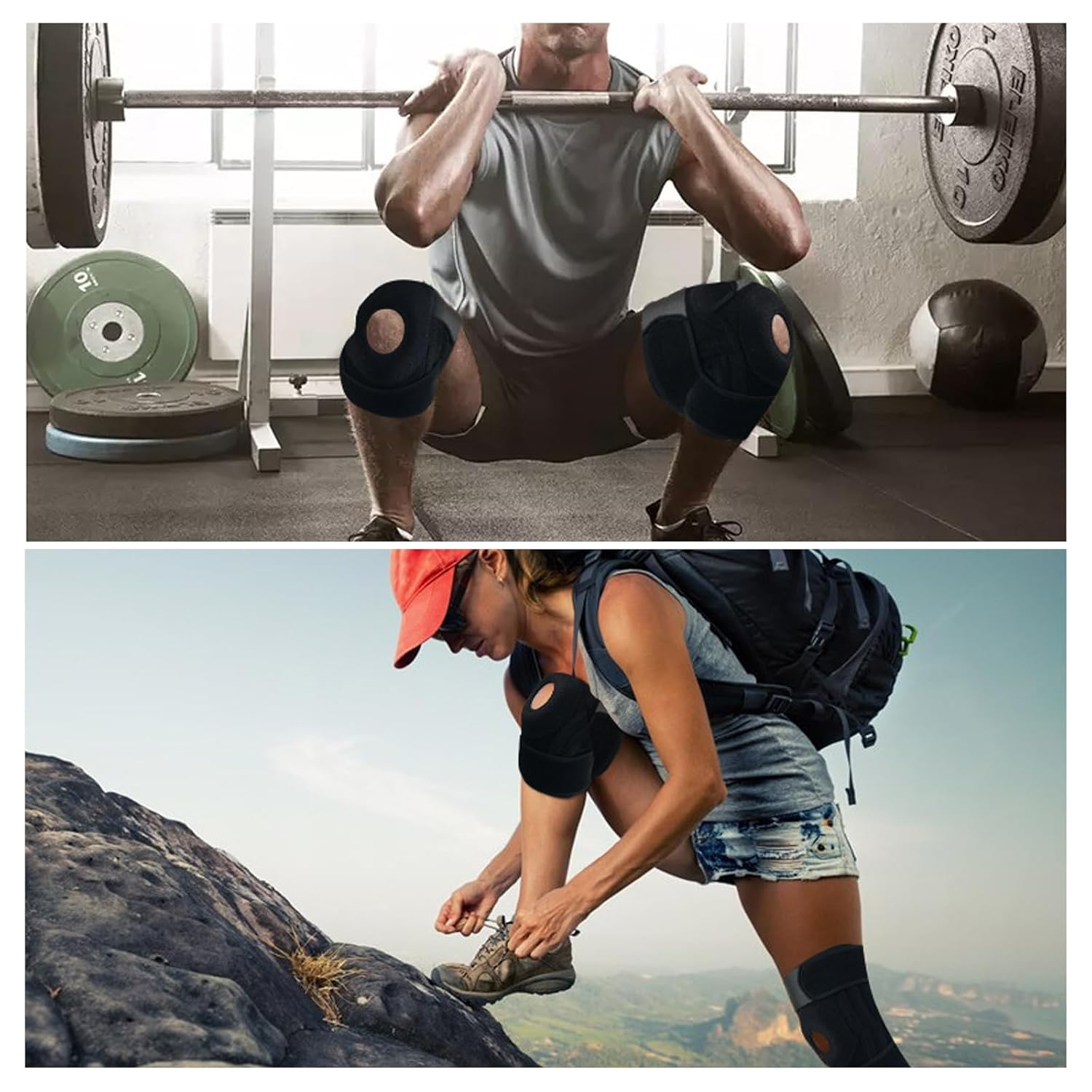 Knee Brace, Adjustable Compression Knee Sleeve with Open Patella Protect Pads for Men Women Sports Athlete Joint Support, Injury Recovery, Meniscus Tear, Pain Relief image number 5