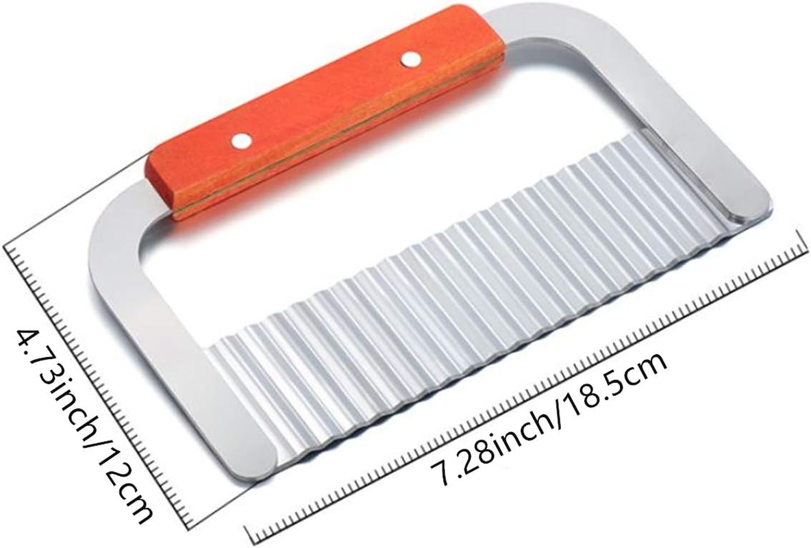 Crinkle Potato Cutter, Wavy Chopper Knife, Upgraded Stainless Steel Blade, Safe Kitchen Tools Wavy Slicer for Fruit, Vegetable, Carrot, Potato
