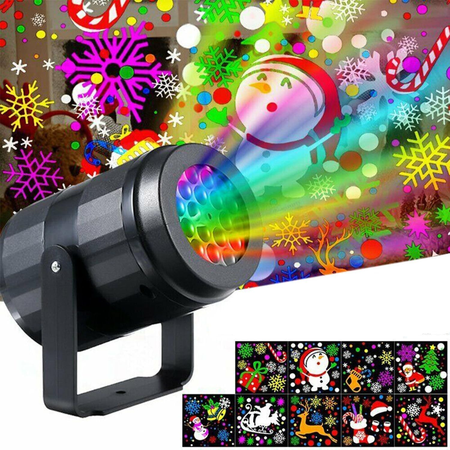 Christmas Led Projector Lights,Mini Snowflake Projector Lights Indoor Outdoor Decorations, 16 Patterns for Xmas Night Disco Party Wedding (Christmas Colored Lights) image number 2