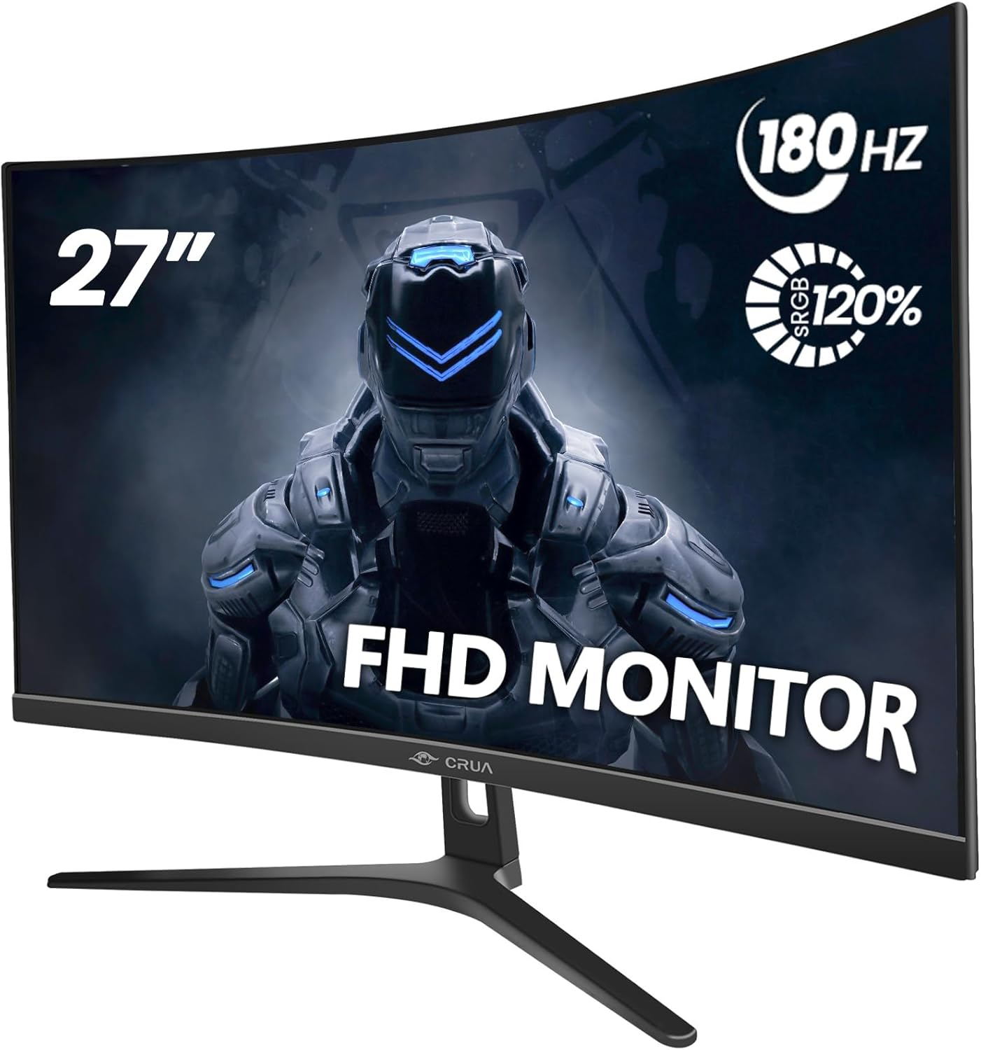 CRUA 34" Curved Gaming Monitor, WQHD(3440&times;1440), DCI-P3 98%, 1900R IPS Panel, 120Hz, 1Ms, HDR, Ambient Light, Gaming LED Light, Desk-Mounted(Hdmi 2.0/DP 1.4)- Black