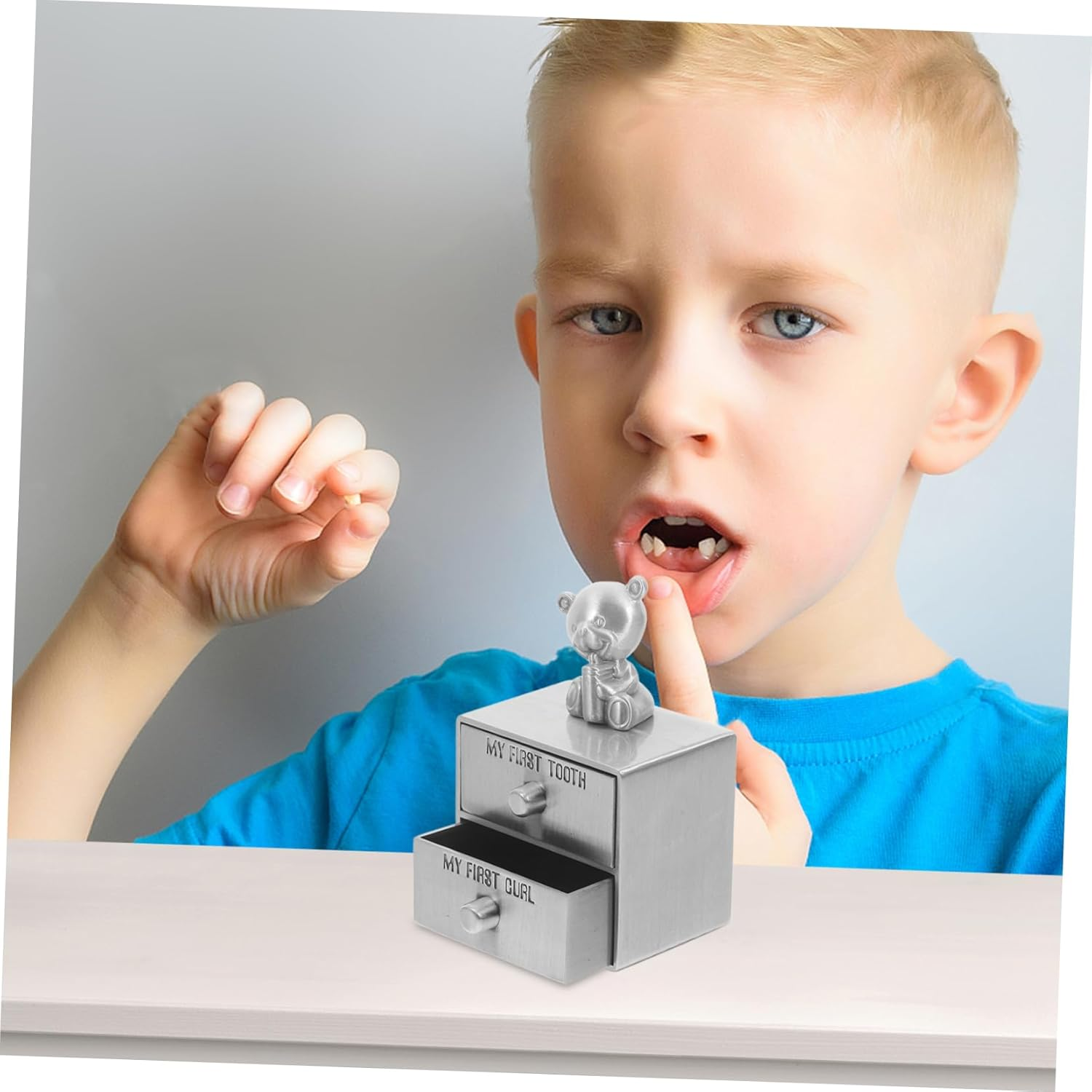 BESPORTBLE First Tooth and Fetal Hair Keepsake Box Double Metal Storage Box for Essentials image number 4