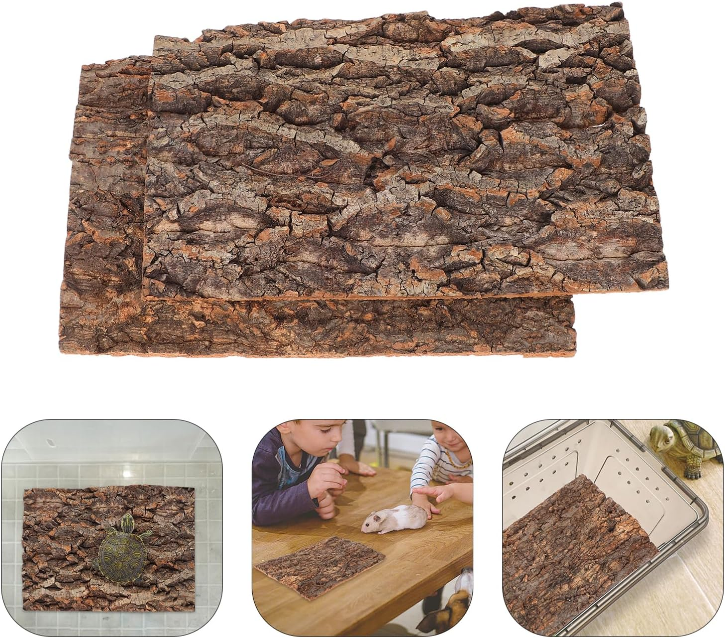 HEALEEP Cork Bark for Reptiles, 2Pcs Turtle Climb Platform 11.7X7.8In Reptile Bask Platform Reptiles Climbing Bark Reptile Tree for Decor image number 5