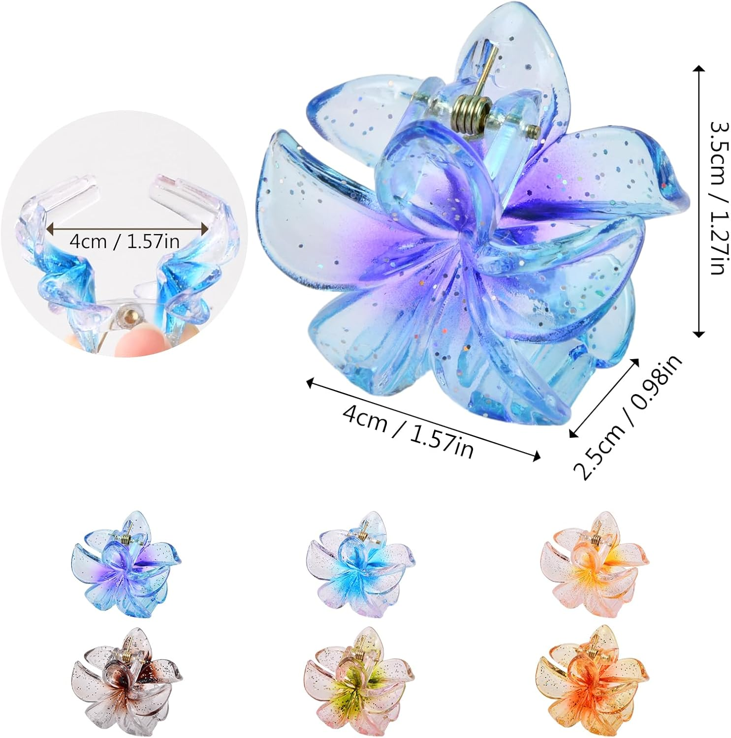 Dewocke Pack of 6 Flower Hair Clips, Non-Slip Hair Clips, Cute Hair Clips, Women Girls Hair Styling Accessories for Women, Thick Thin Hair, Everyday Party, Wedding and Beach Party, Pool, Holiday image number 3
