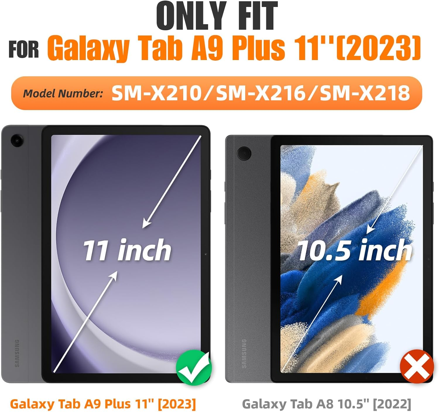 SEYMAC Stock 360&deg; Hand Strap/Stand Protective Case for Samsung Galaxy Tab A9 plus 11 Inch, Black+Black image number 3