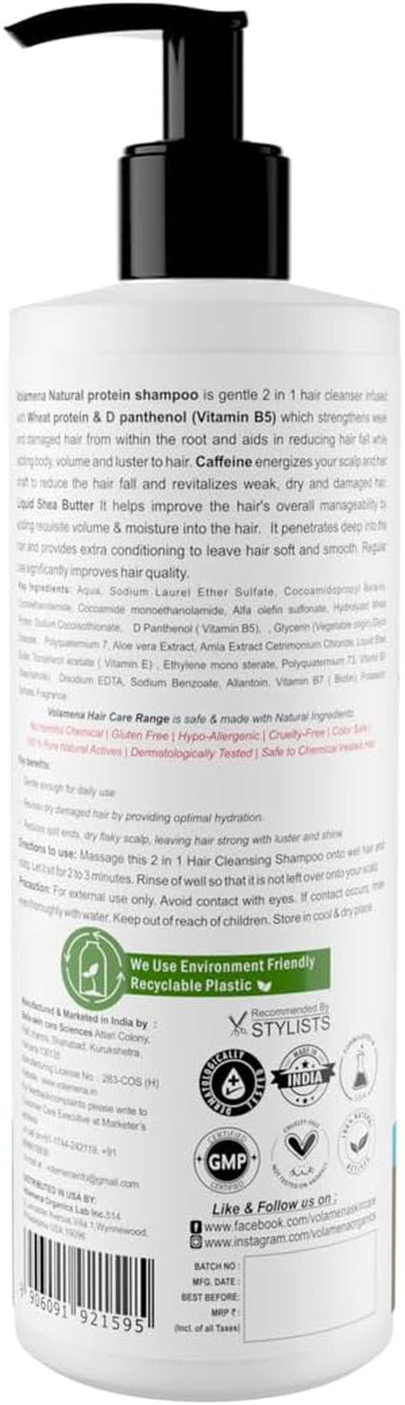 Natural Protein 2 in 1 Hair Shampoo 250 Ml image number 1