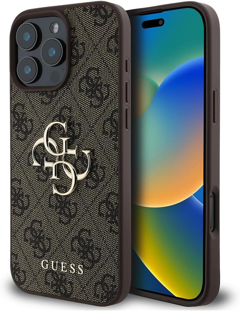 Guess Phone Case [Official Licensed] by CG MOBILE | PU Leather Case with 4G Big Metal Logo | Shock Absorption Protective Case/Cover Compatible with Iphone 16 Pro Max (6.9-Inch) 2024 - Brown image number 2
