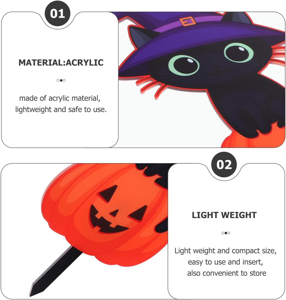 ORFOFE Halloween Garden Cat Stake Outdoor Sign Acrylic Halloween Decorations Home and Garden Double-Sided Printing Festive