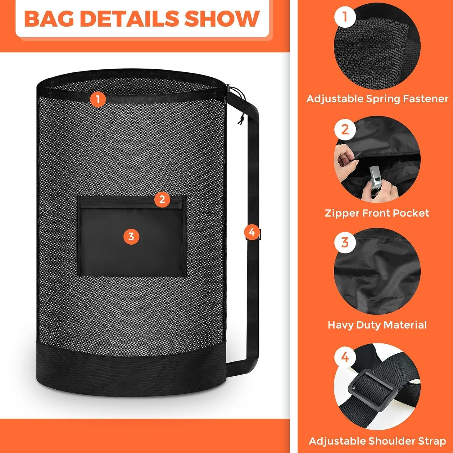 Limcryspp Extra Large Mesh Ball Bag，Mesh Soccer Team Bag, Drawstring Sports Equipment Storage Bag, Suitable for Basketball, Beach Cloth, and Swimming Equipment, Portable Storage Bag image number 4