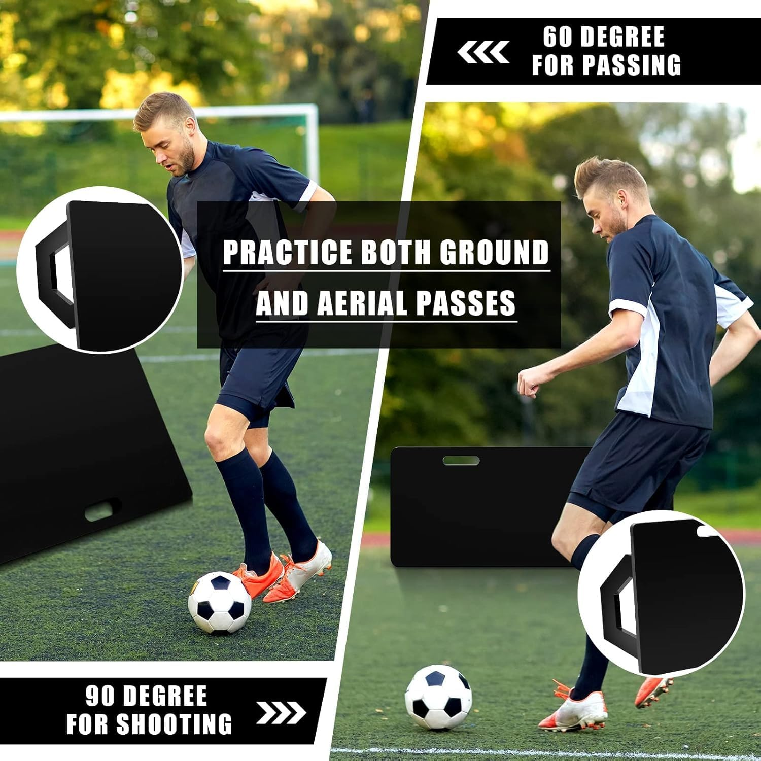 Soccer Rebounder Board Rebounder Soccer Goal Soccer Wall Rebound Equipment to Practice Kickback Ball Passing Training with Portable Dual Angle Board by Kids Adults Player Trainer image number 2
