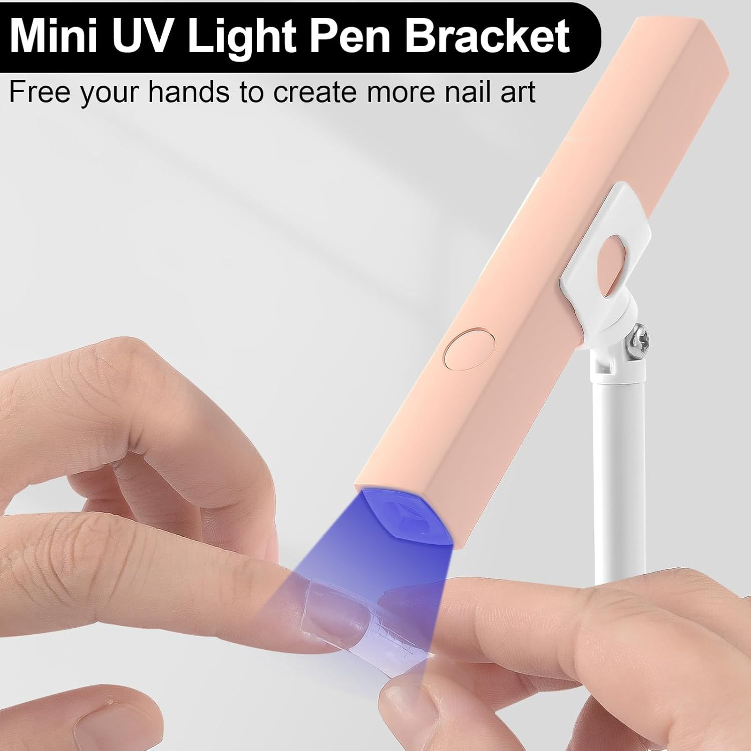 Diesisa Mini UV Light Stand for Gel Nails - 360 Degree Multi-Functional Handheld Holder, Patch Mini Gel Lamp Bracket for Nail Art - White image number 3