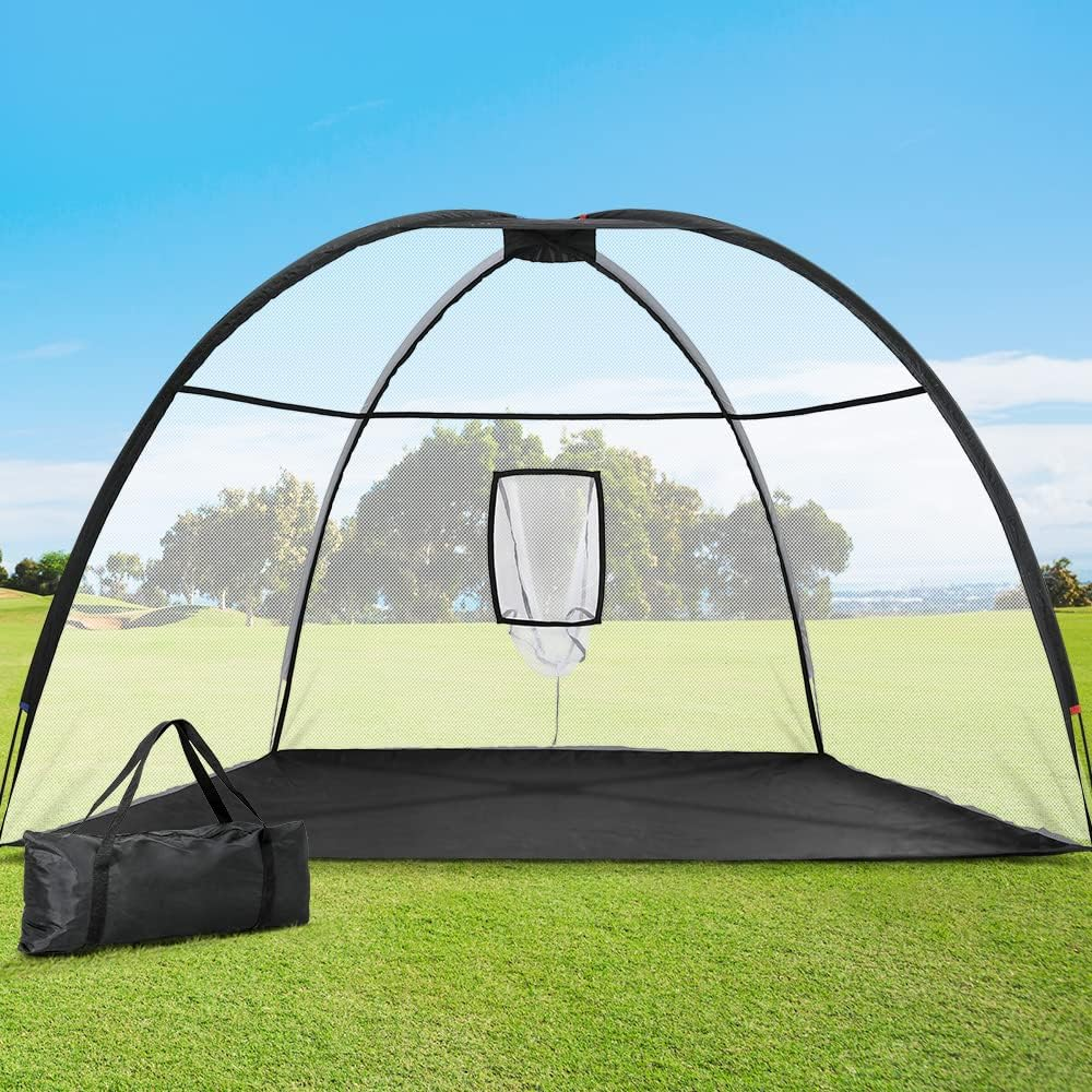 Everfit Golf Net, 3.5M Wide Practice Driving Nets Cage Impact Screen Hitting Training Sports Netting Backyard Indoor Outdoor Camping Equipment, with 210D Carry Bag Large Target Pocket Mat Black image number 3