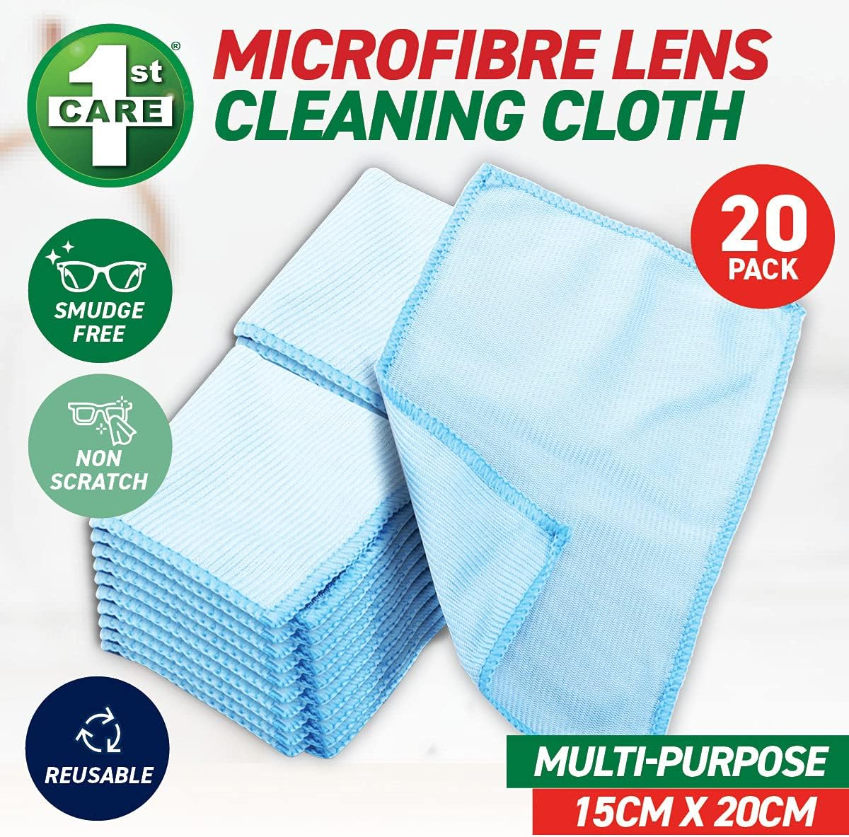 1St Care Microfibre Lens Cleaning Cloth (Pack of 2) image number 1