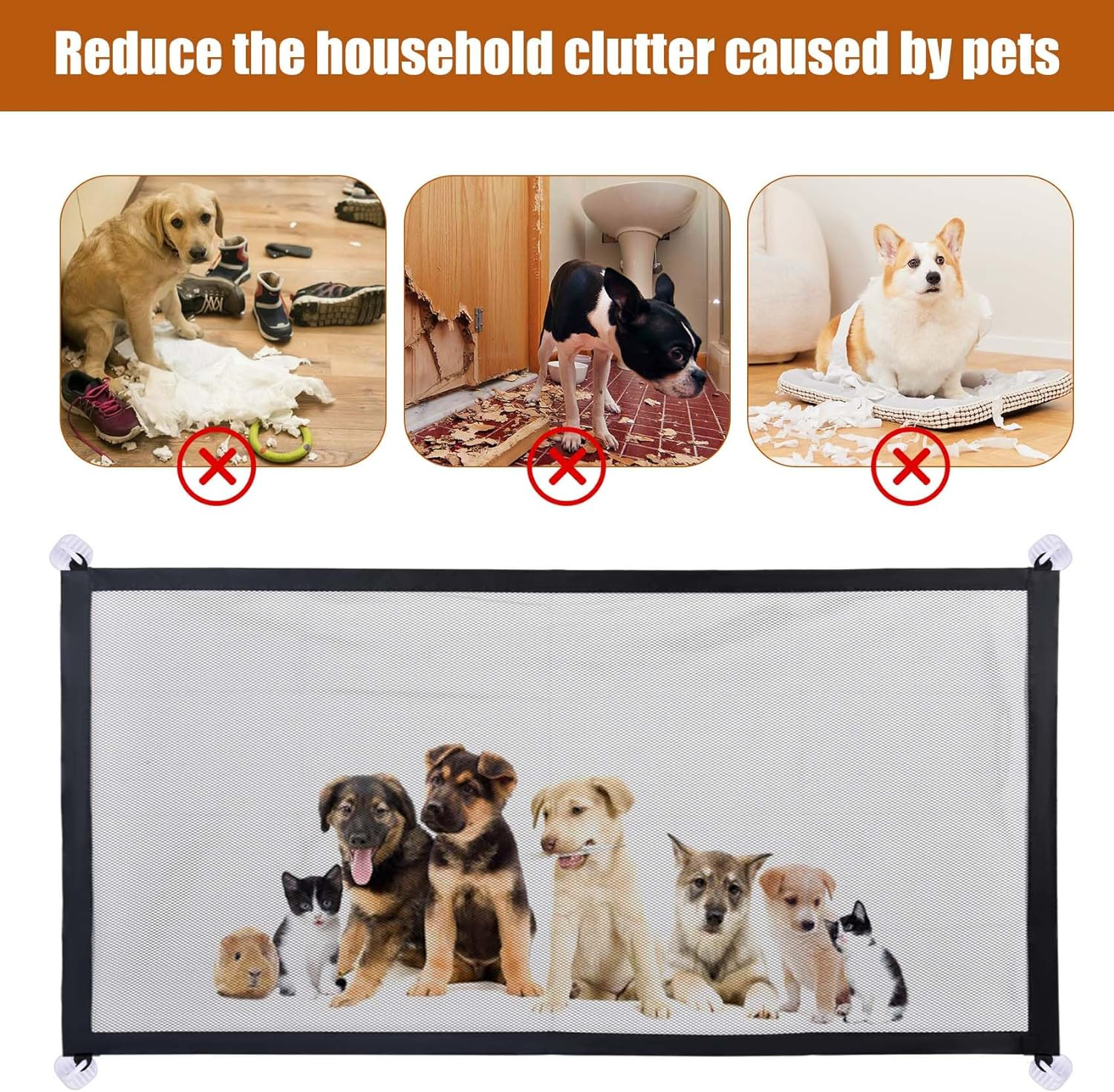 JINGIHE Pet Gate,180 X 72Cm Mesh Gates with 4 Hooks Stainless Steel Support Rod for Kids and Pet Protection,No Drilling Portable Cat Barrier for Home Doorways Stairs Hallways Indoor Outdoor image number 5