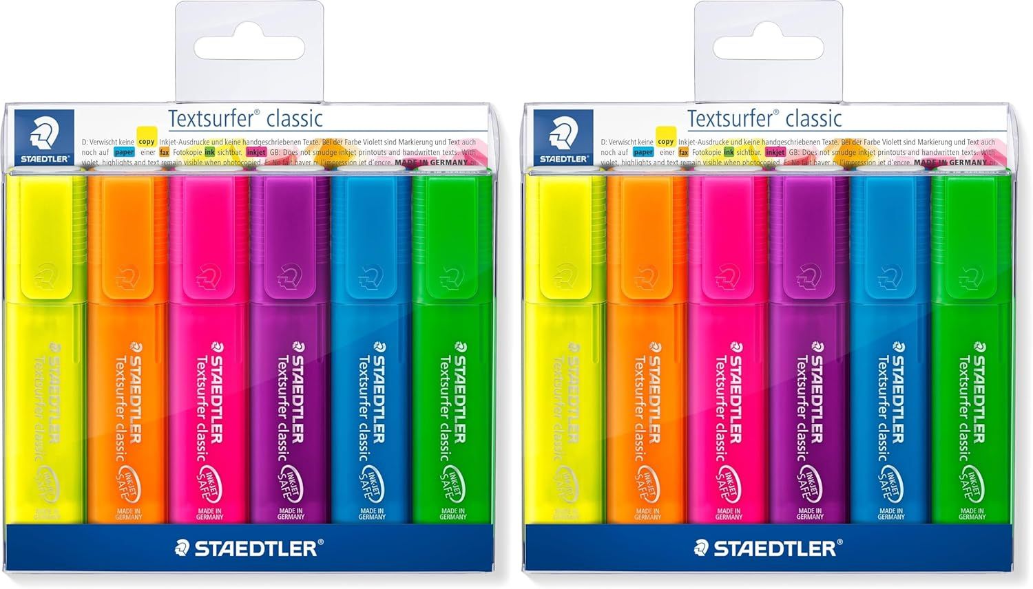 Staedtler Inkjet Safe Highlighter Textsurfer Classic, Assorted, Wallet of 6, (364 P WP6)