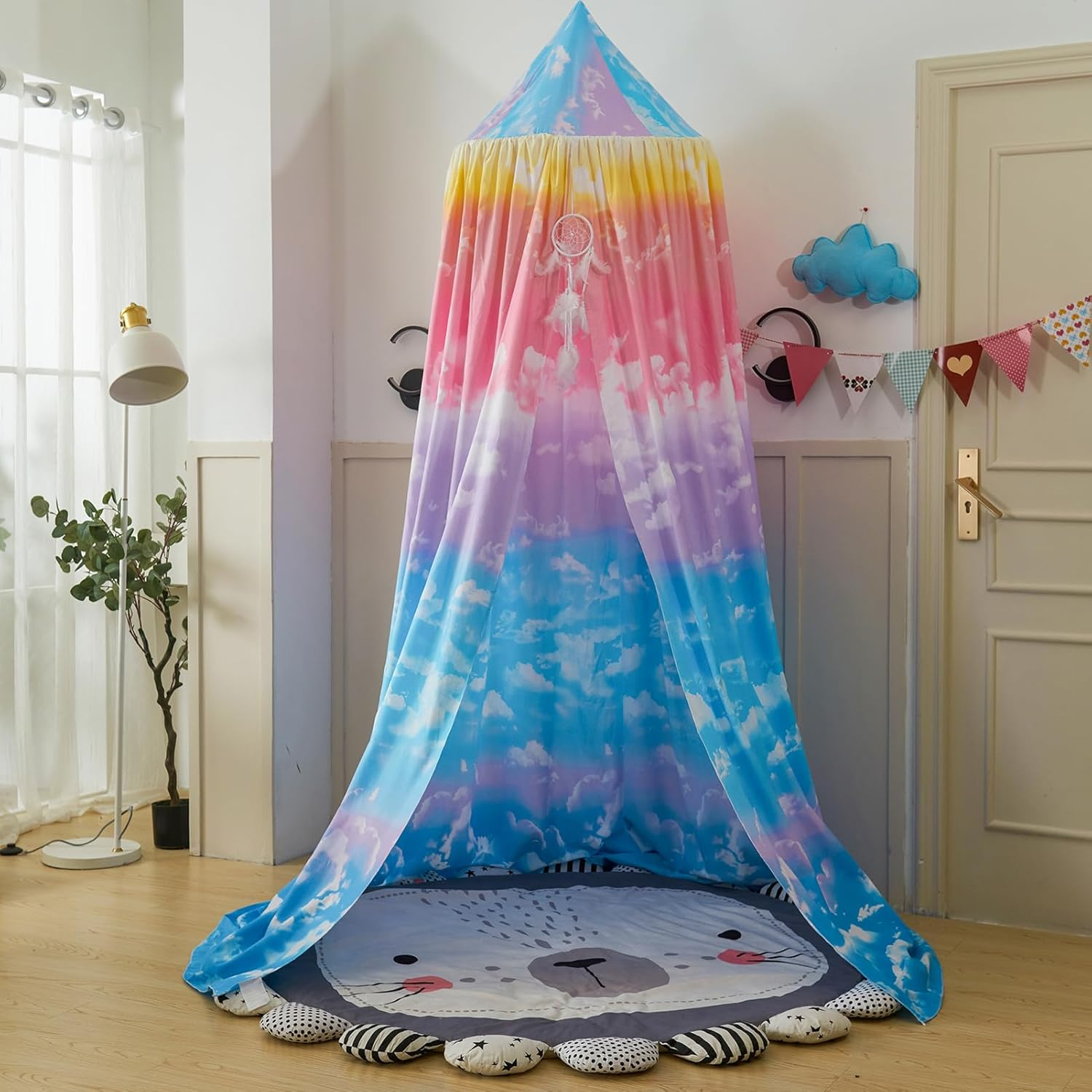 Princess Decor Canopy for Kids Bed, Soft and Durable Bed Canopy for Girls Room Tent Canopy Dreamy Mosquito Net Bedding, Children Reading Canopies Indoor (Rainbow) image number 5