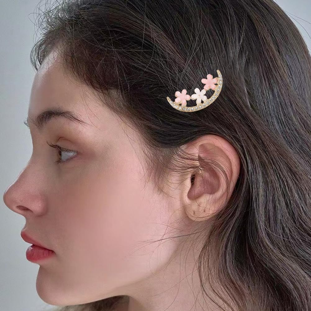 SUNNYCLUE 18Pcs Heart Shaped Hair Barrettes Rhinestone Alligator Hair Clips Colorful Resin Butterfly Flower Aesthetic Alloy Decorative Bobby Hairpins Accessories for Short Long Hairstyle DIY Decor image number 5