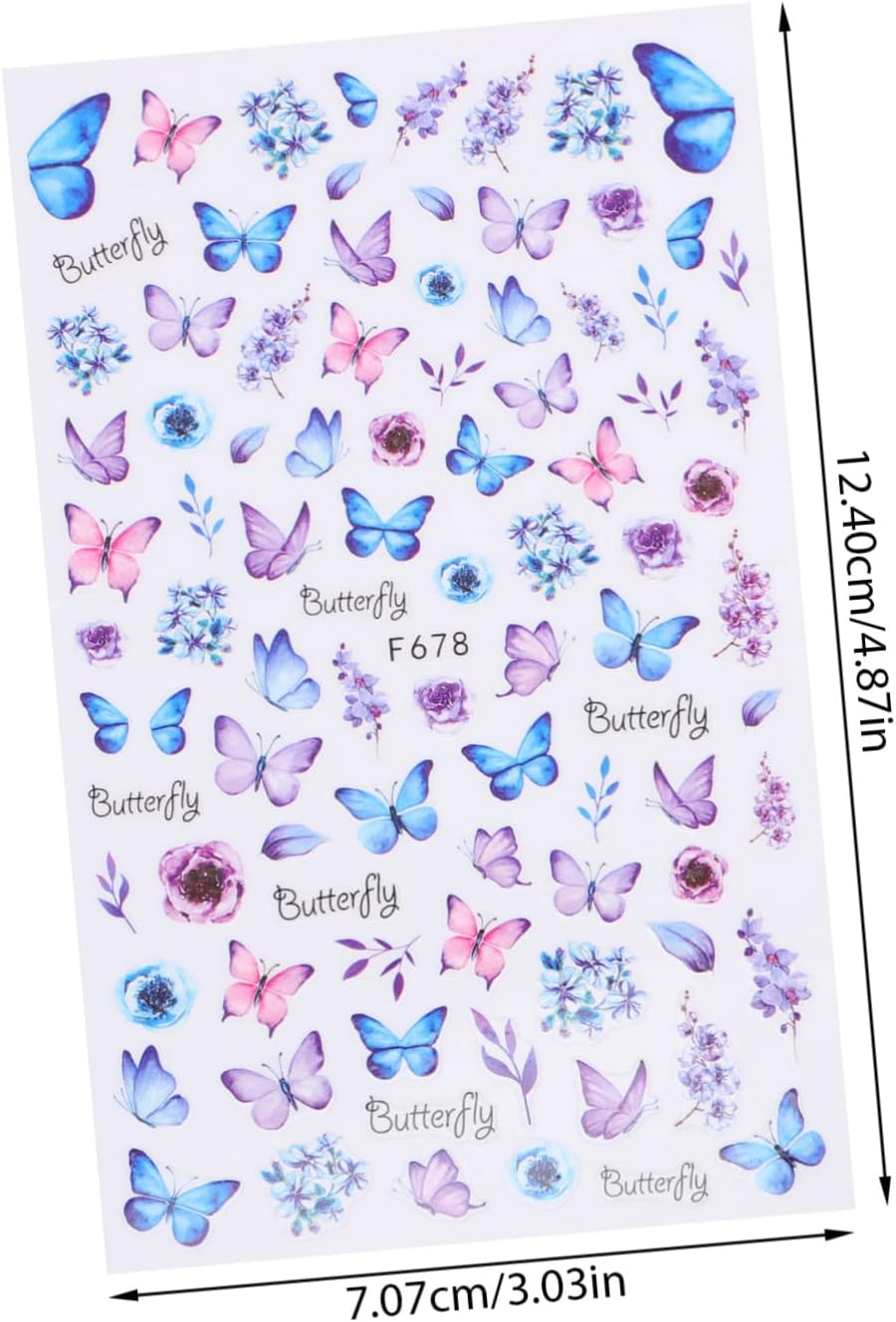 EPIGEIST Vintage Butterflies Nail Art Stickers 5 Sheets Easy to Stick DIY Nail Decals for Women Daily Use Manicure Decoration image number 1