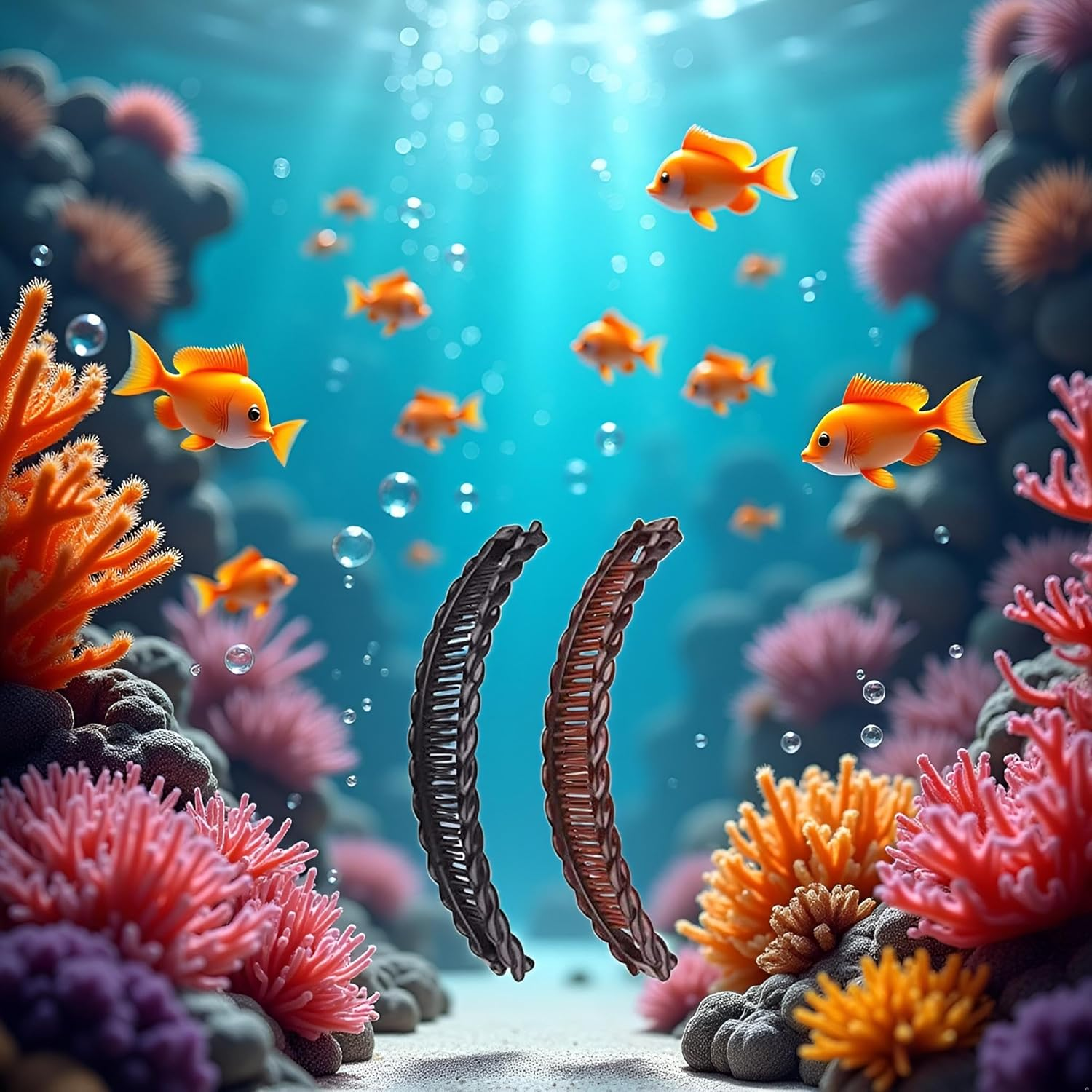 2 Pcs One Black and One Brown Large Banana Clips Fish Clips Long Hair Clips Banana Fish Clip Hair Accessories image number 6