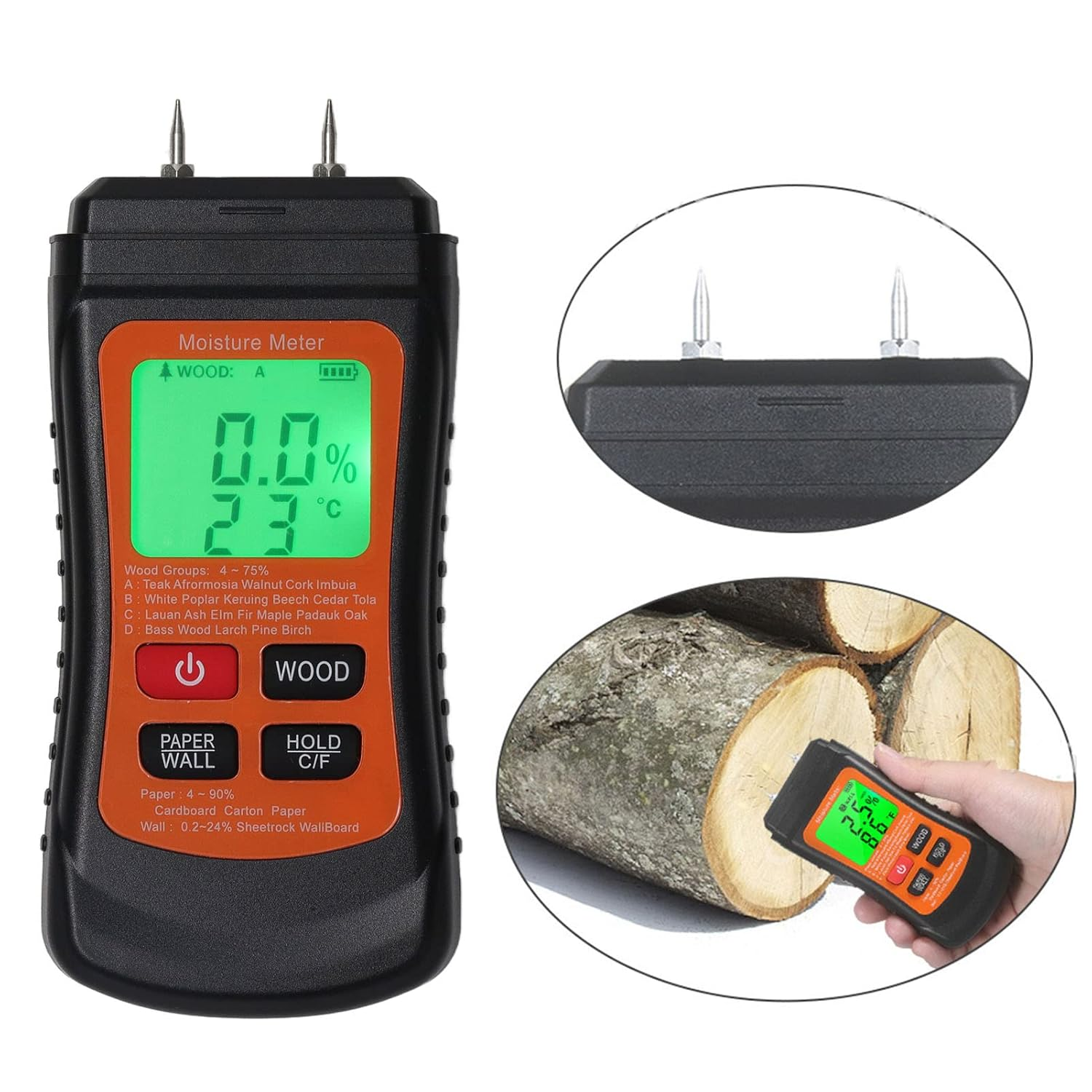 Fdit Wood Meter Carton Display Tester Building Materials Industry Tester Wall Industrial LCD Digital Display Pin Type Double for Holder Display Humidity image number 4