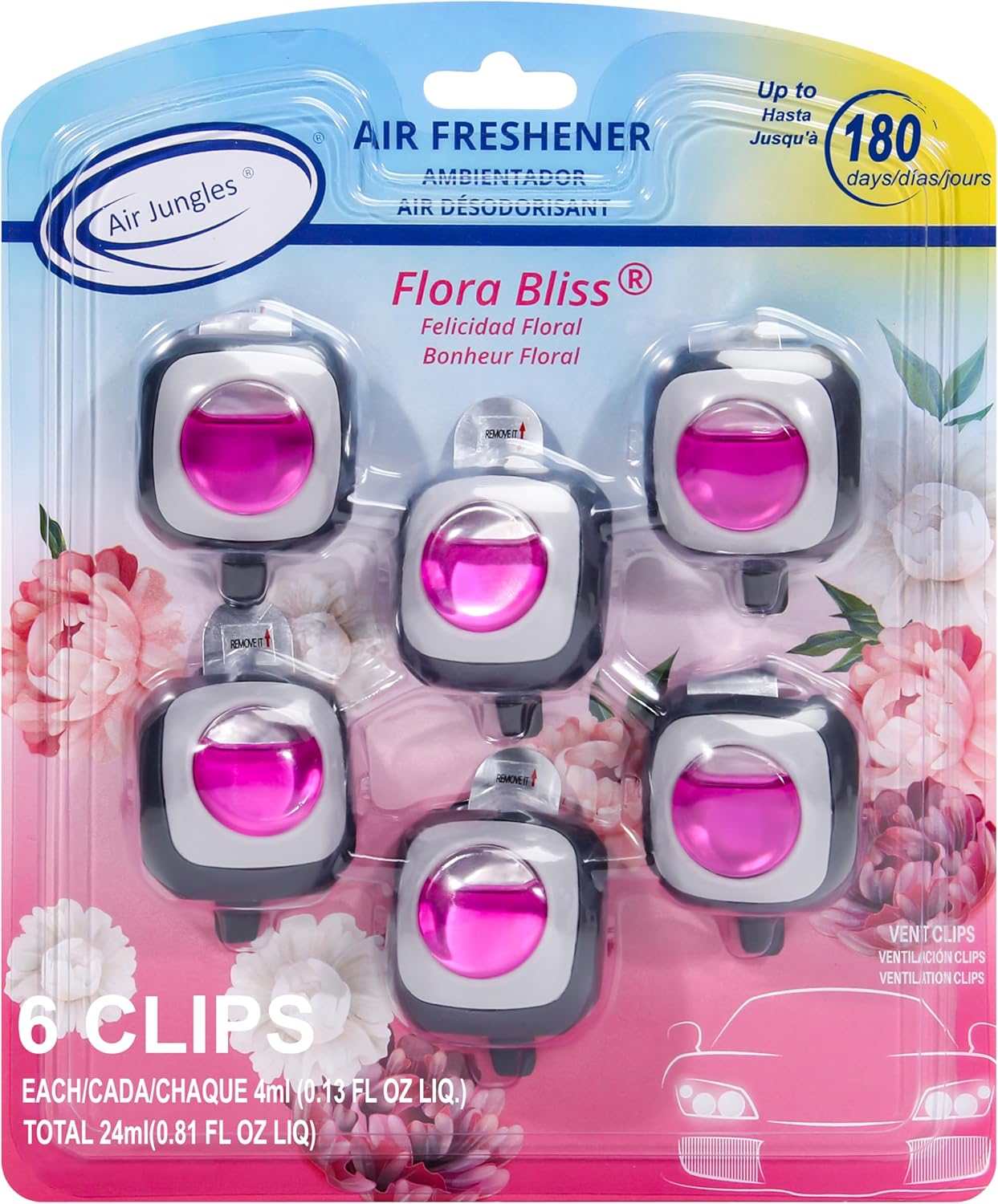 New Car Scent Car Air Freshener Clip(Blue Sky), 6 Car Freshener Vent Clips, 4Ml Each, Long Lasting Air Freshener for Car, up to 180 Days Car Refresher Odor Eliminator