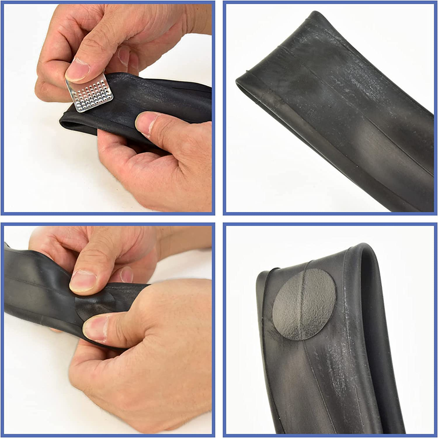 SING F LTD 1 Set of 30PCS Bicycle Tire Patch Repair Kit 12PCS round 12PCS Rectangular Glueless Self-Adhesive Patches with 4PCS Metal Rasps 2PCS Tire Levers Storage Box