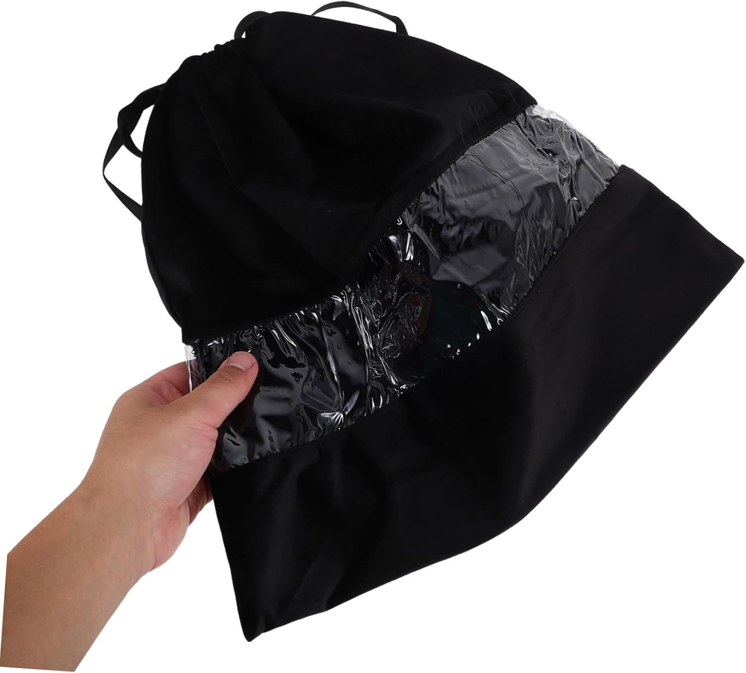 Beaupretty Transparent Drawstring Hair Dryer Bag Dustproof Storage Pouch for Travel and Home Versatile Organizer for Hair Tools Underwear Shoes and Small Items - Black image number 5