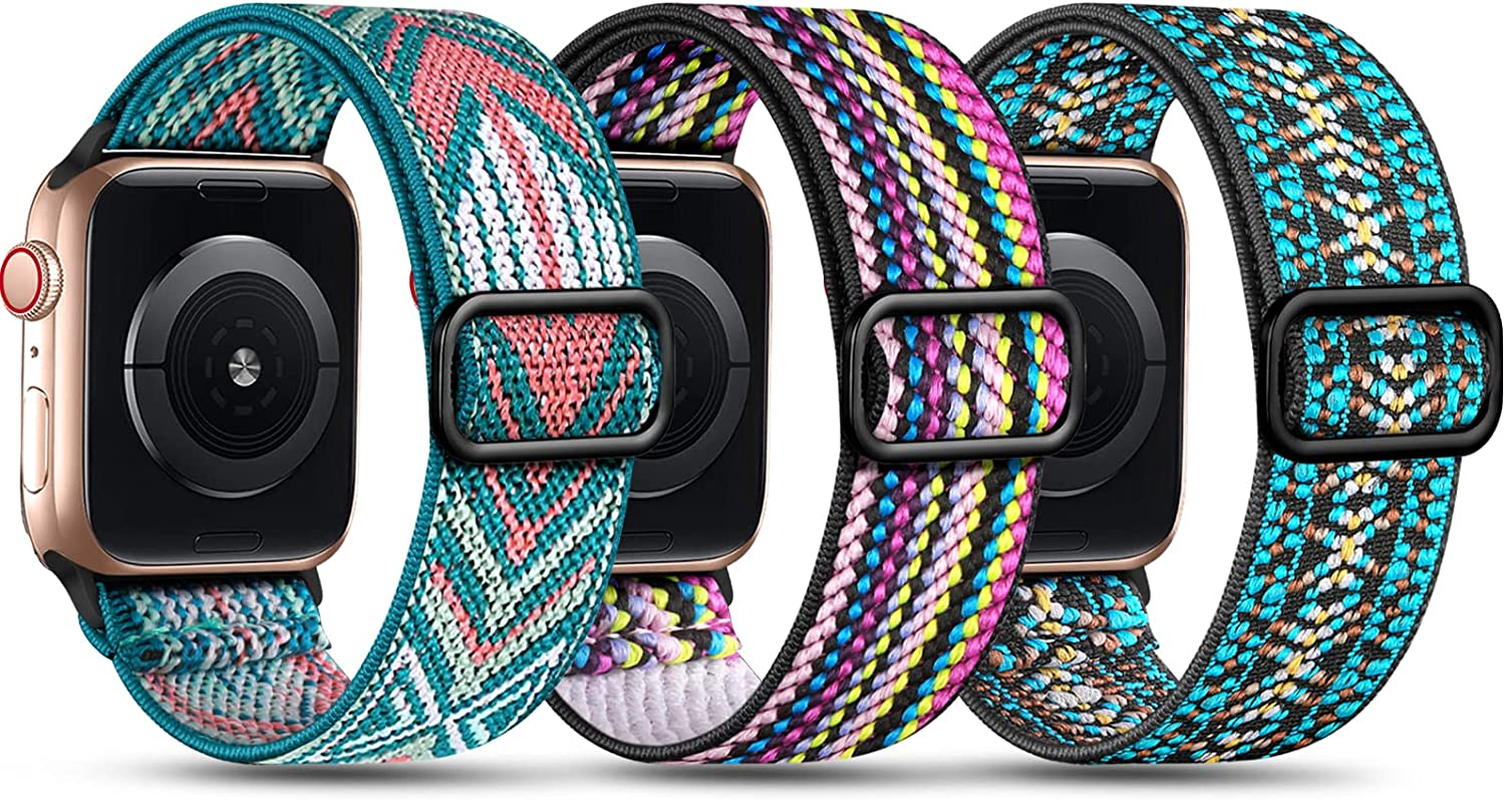 Witzon Stretchy Nylon Bands Compatible with Apple Watch Band 38Mm 40Mm 41Mm 42Mm for Women Men, Adjustable Breathable Elastic Sport Strap Solo Loop for Apple Watch SE Iwatch Series 11 10 9 8 7 6 5 4 3