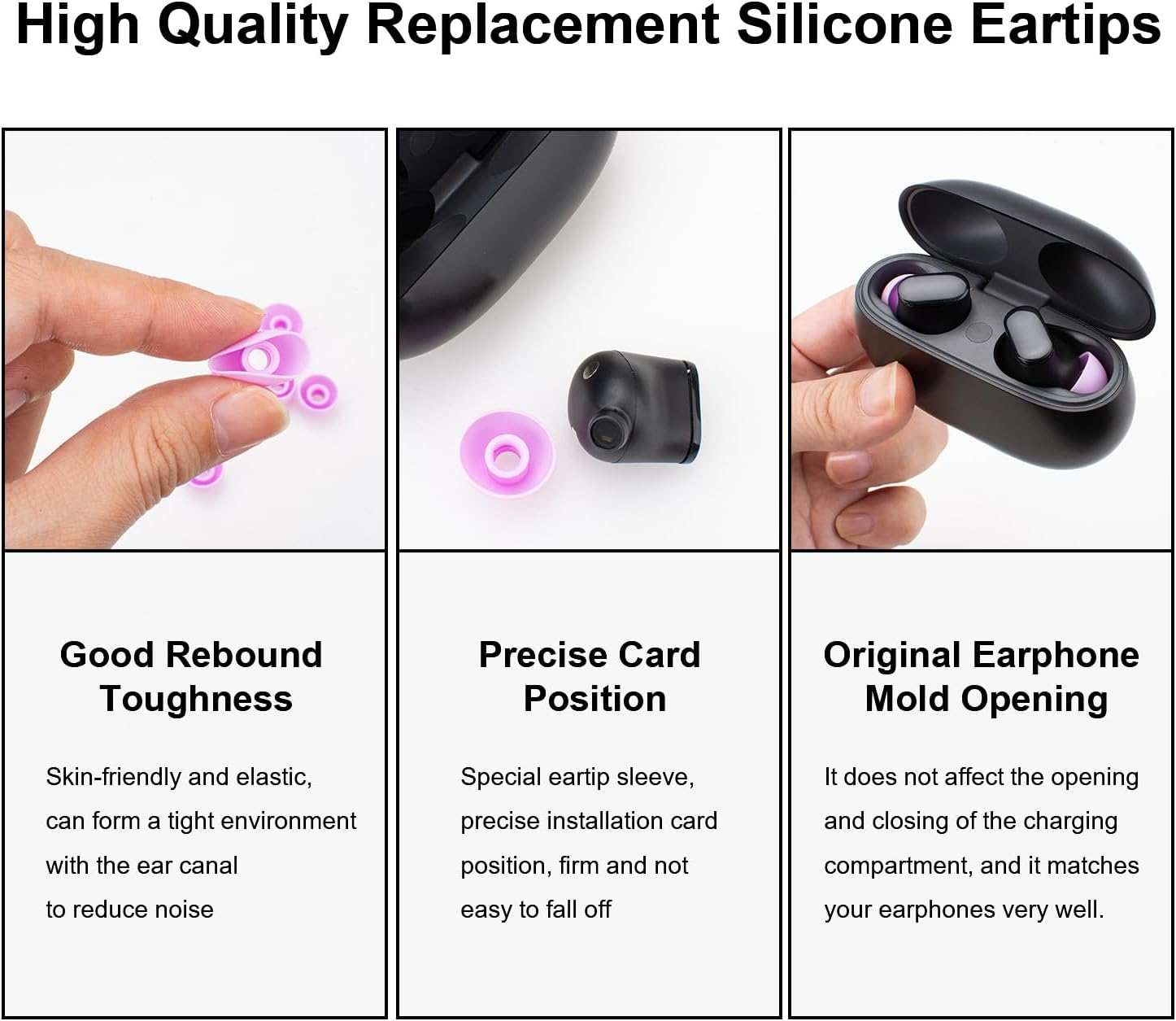 Aiivioll 6Pcs Silicone Ear Tips for Beats Fit Pro/Studio Buds/Studio Buds+ in Ear Tips Eartips Replacement Buds S/M/L (Black)