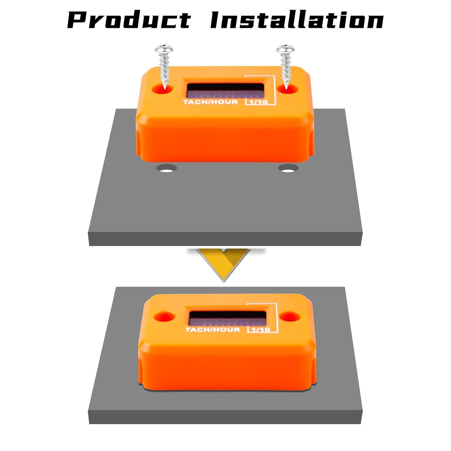 Nine-Rong Self-Powered Tach Hour Meter Digital LCD Inductive Tachometer Timing RPM Measuring Waterproof Design,For Gas Engine Lawn Mower Motorcycle Snowmobile Generator(2 Stroke)(Orange) image number 5