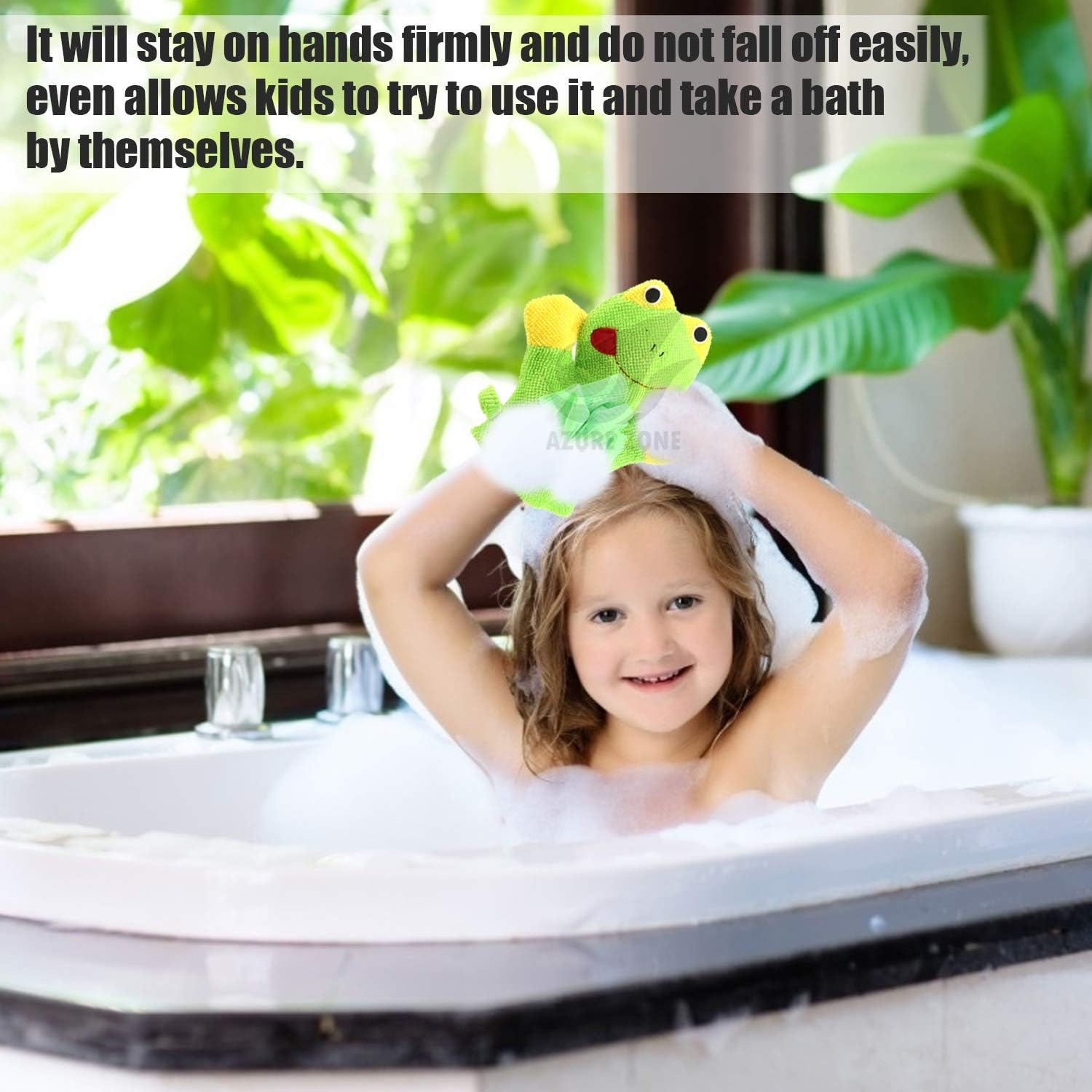 Azure Zone, 4 Pack Cartoon Hand Puppet Bath Wash Mitt Towel with Animal Designs for Bath and Shower image number 4