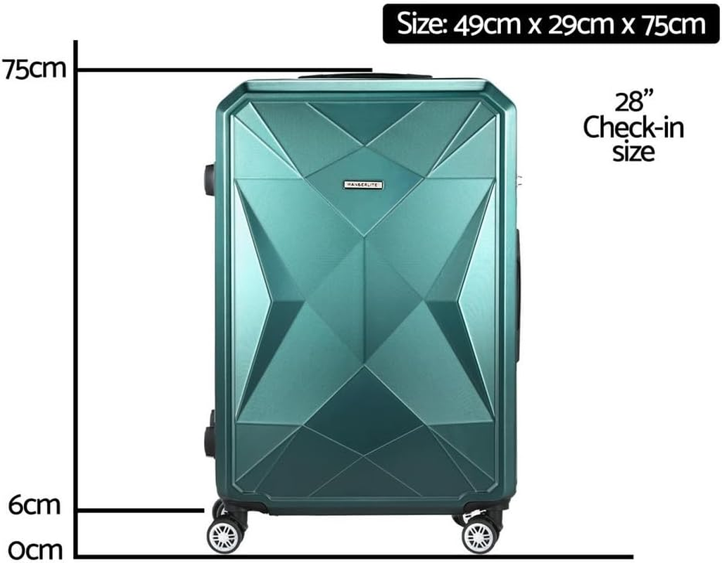 Wanderlite 28" 75Cm Luggage Trolley Travel Suitcase Carry on Storage TSA Hardshell Atrovirens image number 3