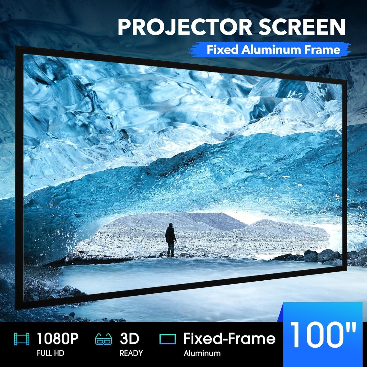 OGL Fixed Frame Projector Screen 4K Ultra HD 16:9 Large Home Movie Cinema Theatre Projection 3D Active Ready 100 Inch Diagonal image number 6