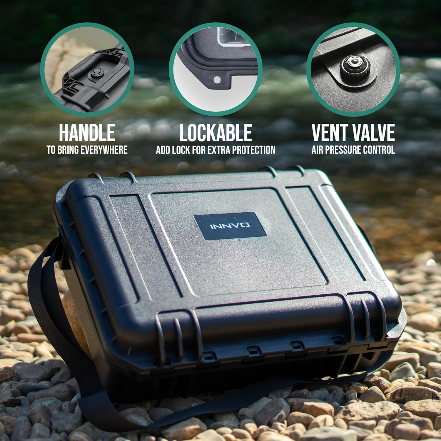 INNVO Waterproof Case for Starlink Mini, Travel Case with Customized Foam for Starlink Dish and Accessories, Hard Shell, Shoulder Strap Black (IWC009 (Starlink Mini Case))