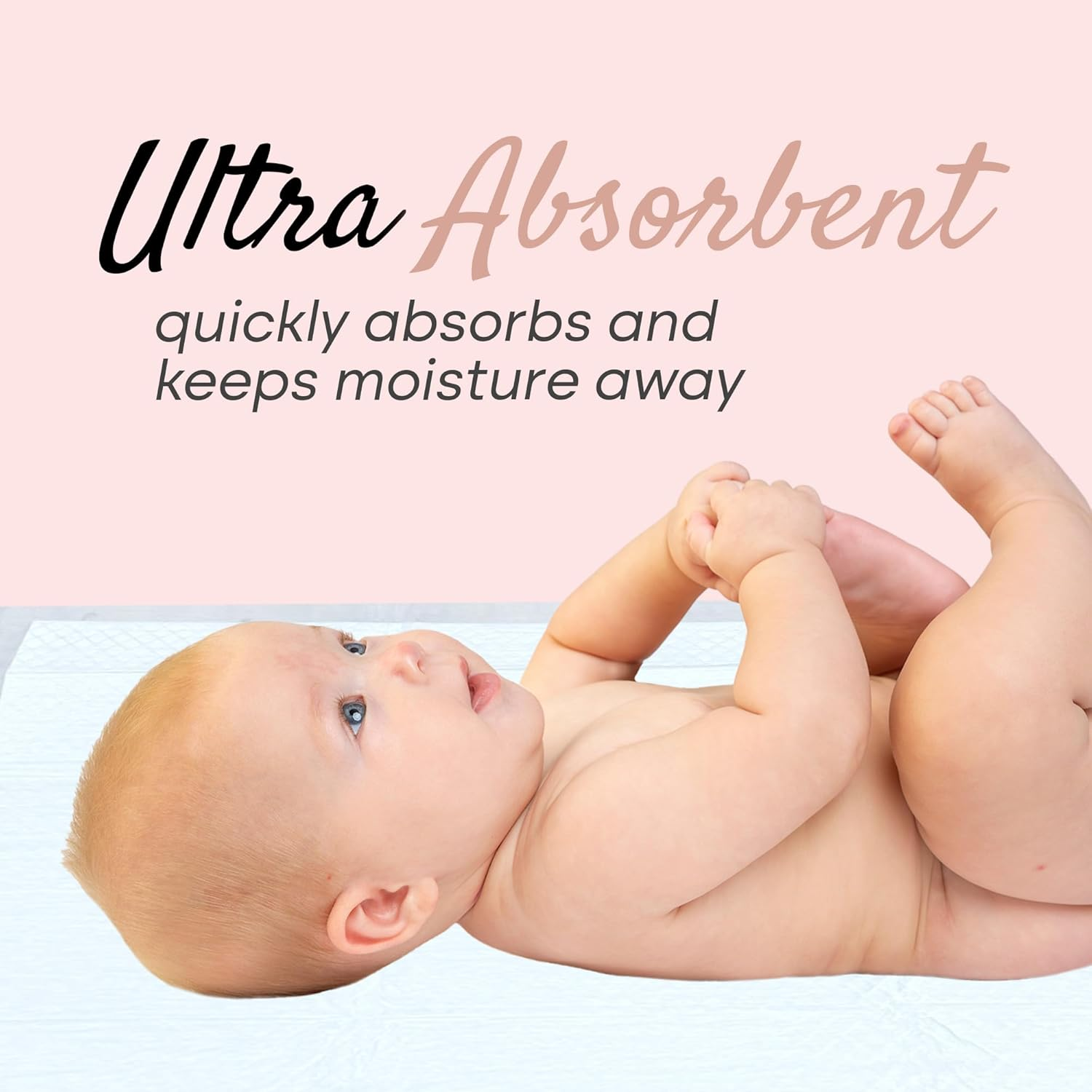 Disposable Changing Pads for Baby (50 Pack) Super Soft and Ultra Absorbent Baby Changing Pad - Leak Proof Diaper Changing Pads for Stress-Free Baby Diaper Changes - White - Green Elephant image number 5