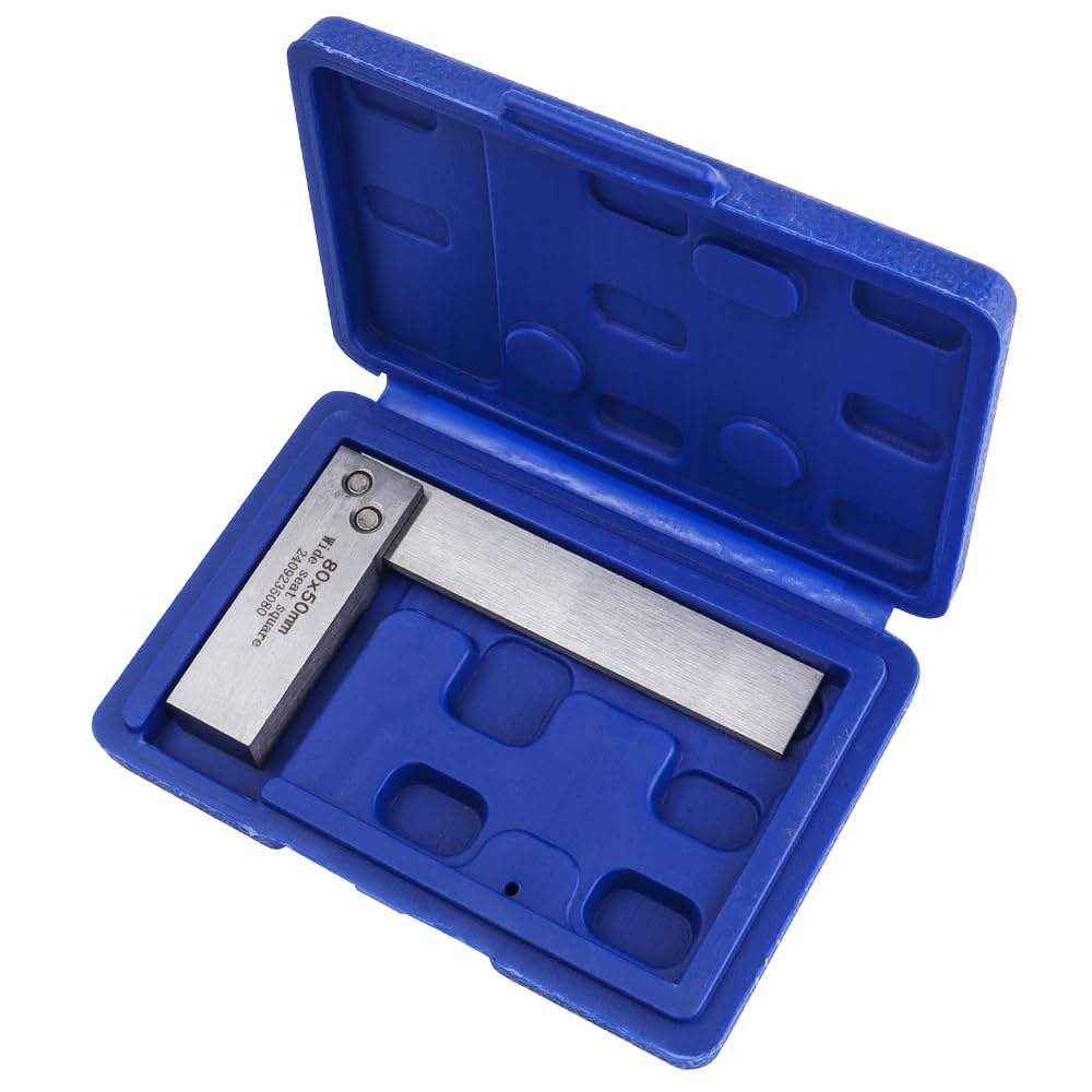 Yakamoz Machinist Square Set, Precision Engineer Wide Seat Square 90 Degree Right Angle Ruler Wide Base Tool, Carbon Steel L-Type Testing Measuring Tool for Woodworking (80 X 50Mm) image number 3