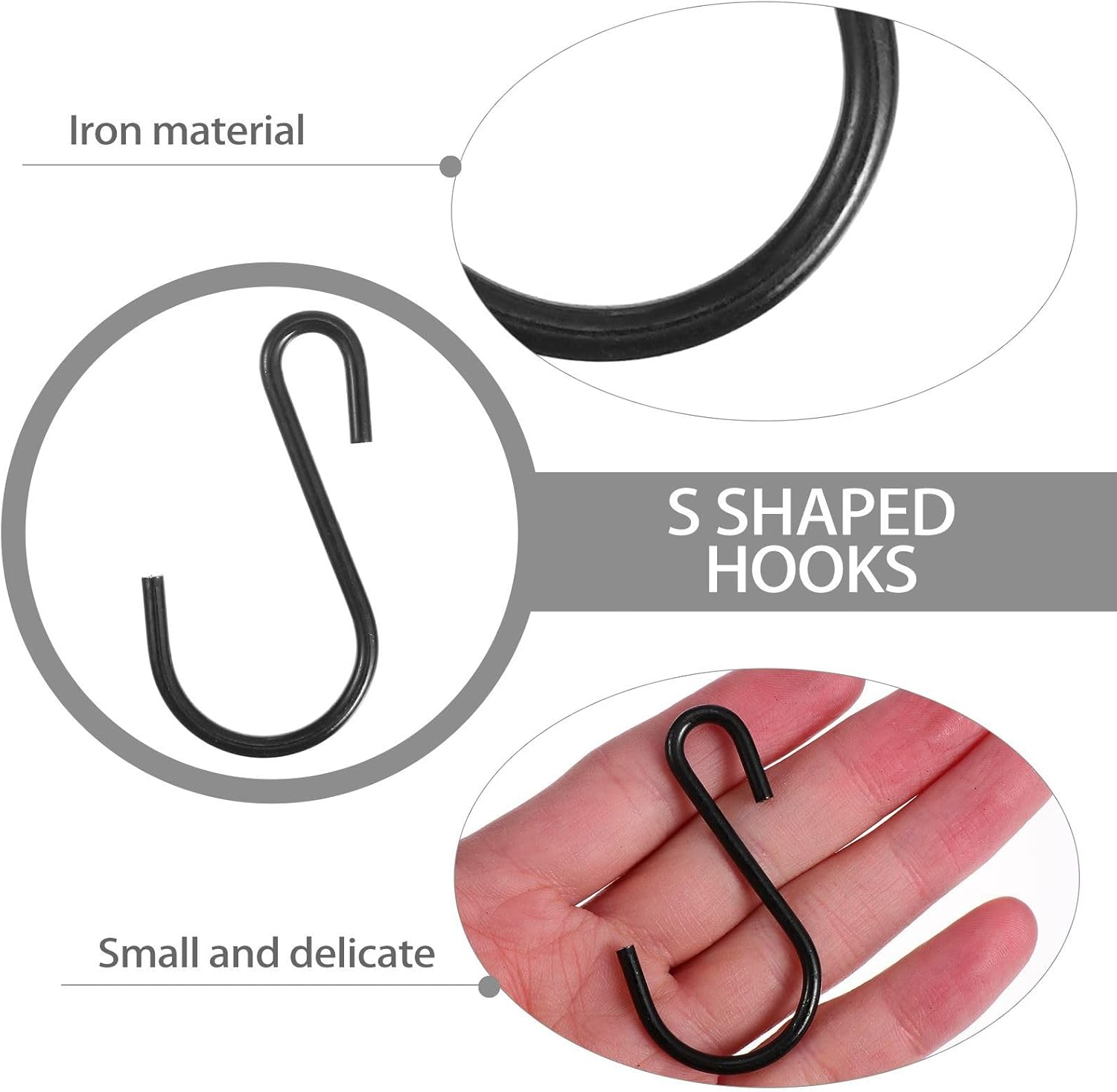 Veemoon 25 Pcs Black Iron S-Shaped Hooks Small Jeans Hangers for Kitchen Storage Organization, Clothes Rack, Towel and Utensil Hanging in Home and Bathroom image number 1