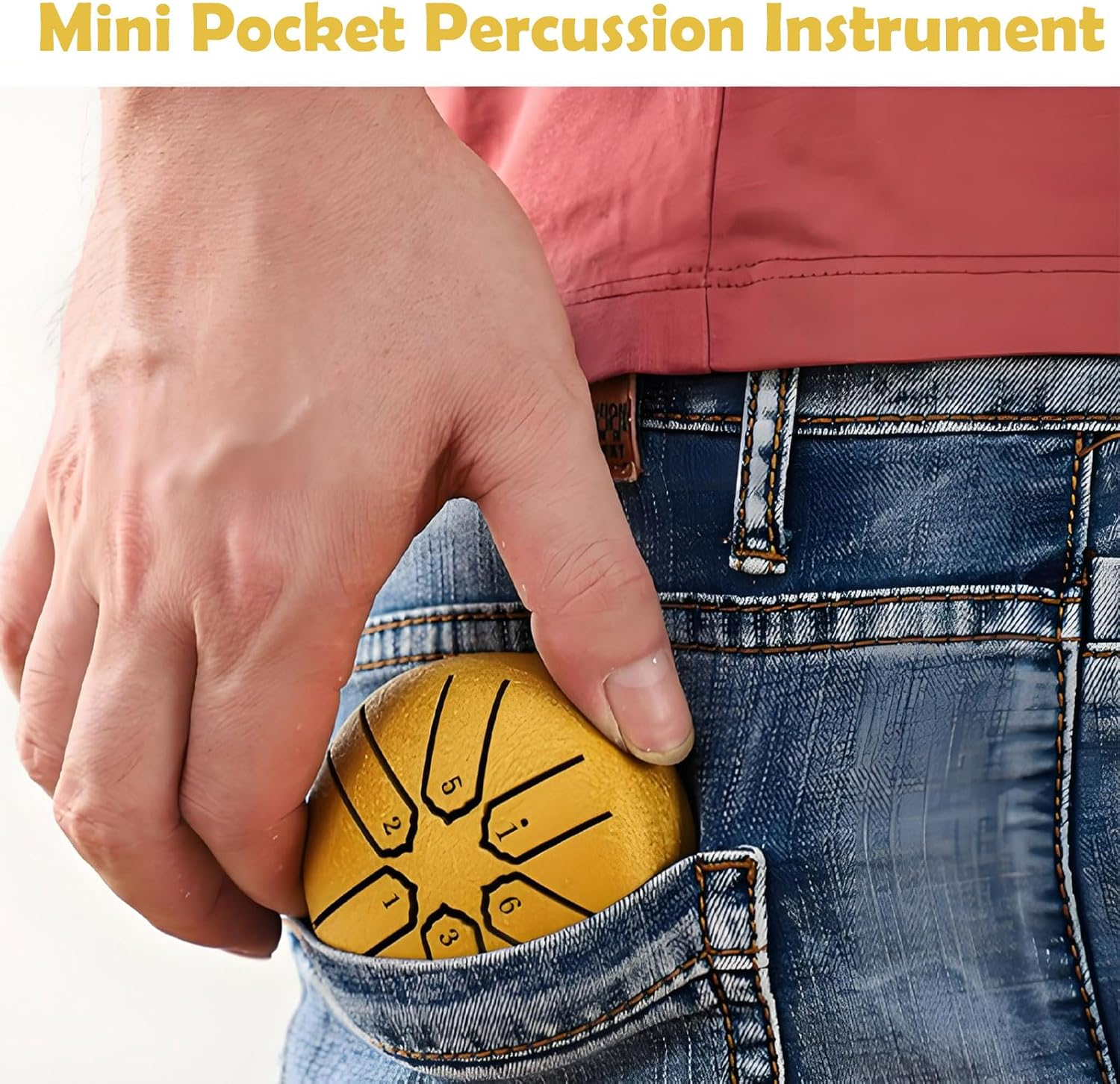 RUIFEN 3-Inch Six-Tone Hollow Drum, Hand Drum, Rain Drum, Carbon Steel Material, Sturdy and Durable, Suitable for Sound Bath, Meditation, and Stress Relief. (Size 3.15 * 1.89 Inches, Gold) image number 6