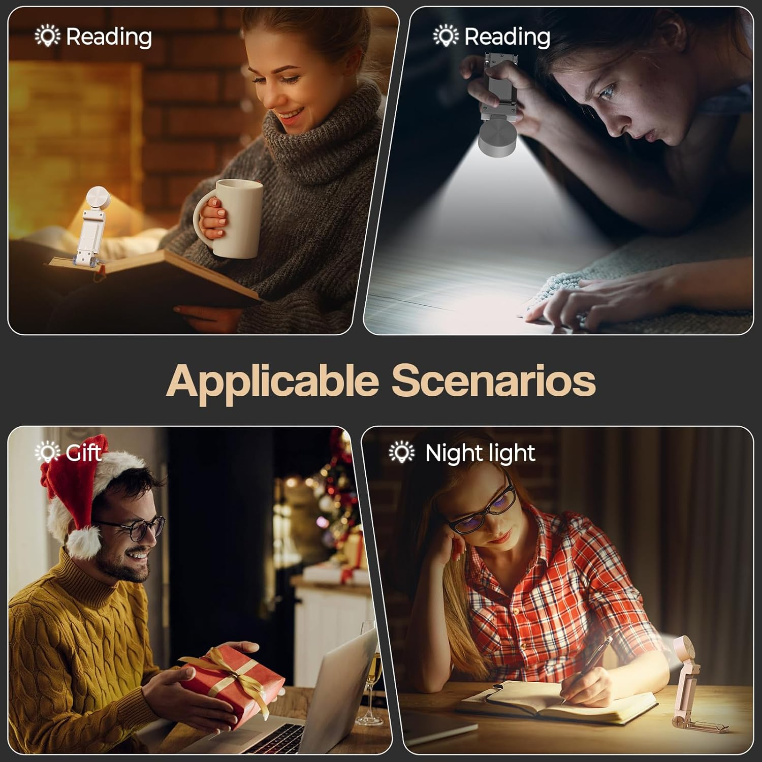 Rechargeable Book Light, 700Mah Book Lamp for Reading in Bed, Ultra-Light Clip-On LED Reading Light with 5 Color & 6 Brightness, Suitable for Book Lovers and Children to Read at Night image number 1