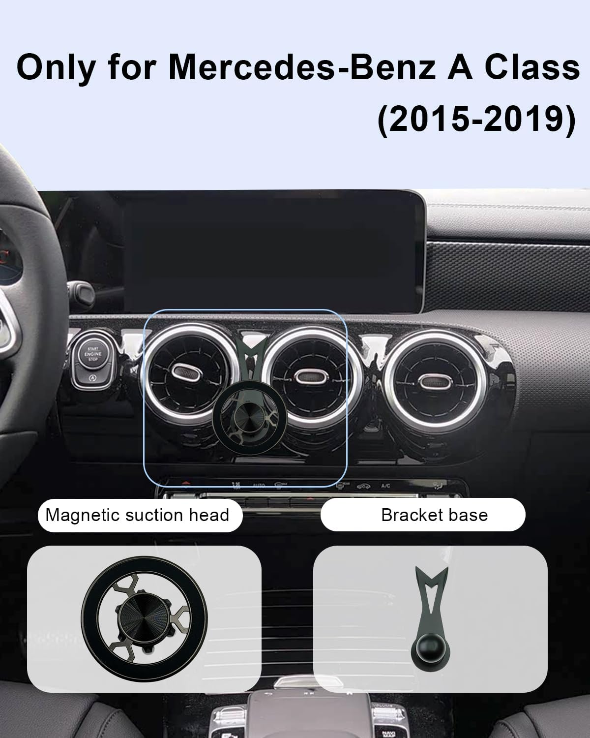 SPTSSWET Magnetic Mobile Phone Holder Compatible with Mercedes Benz a Class A200 A220 A180 2015-2019 360 Degree Adjustable Compatible with Magsafe Car Mobile Phone Holder for Car Ventilation Slots image number 1