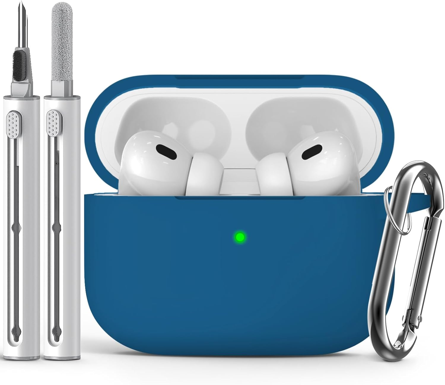 Inesore Compatible with Airpods Pro 2Nd/1St Case Cover with Cleaner Kit, Silicone Protective Case for Apple Airpods Pro 2Nd/1St Generation Charging Case with Keychain, for Women Men (Pine Green)