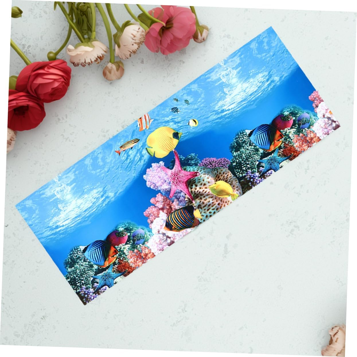HYTROVE Vivid Fish Tank Wallpaper Reversible Aquarium Decor Realistic Aquatic Scene image number 1