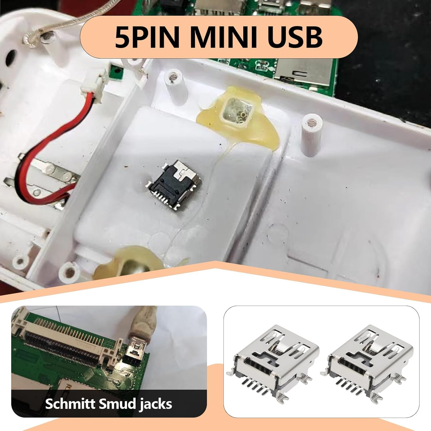 Create Idea 20Pcs USB Type B Female Port 5Pin Mini Connector SMD SMT PCB Socket Jack for Computer Mobile Phone MP3 and Tablet Repair image number 1