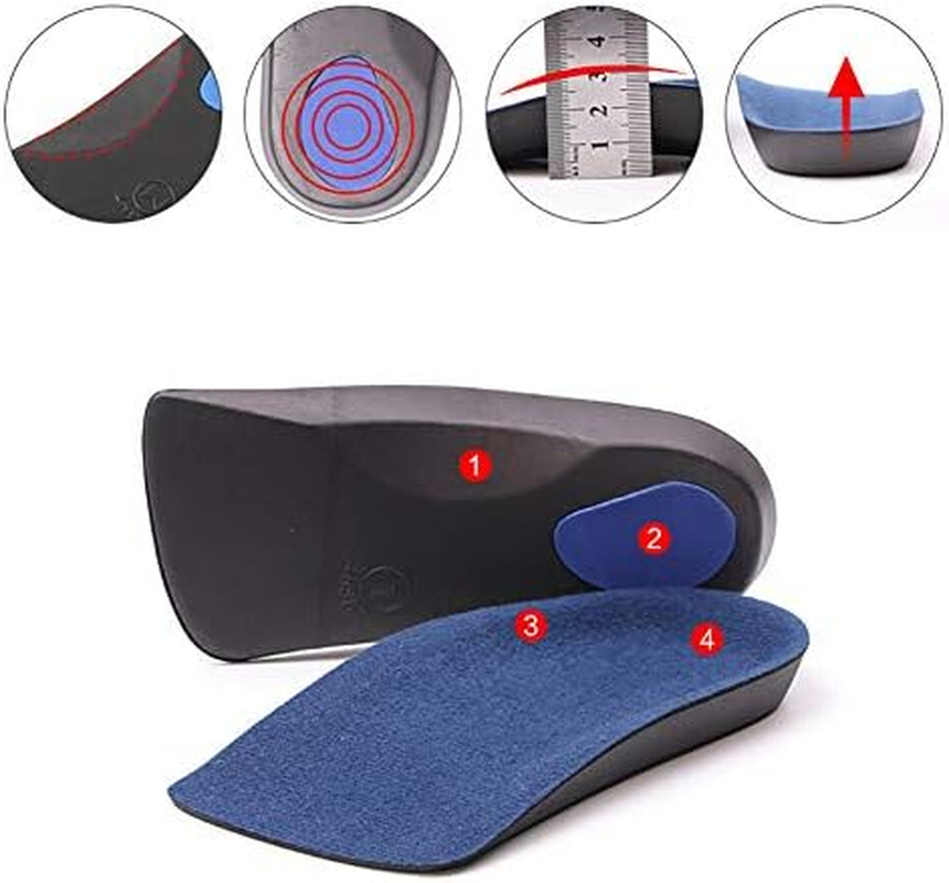 3/4 Support Insoles Orthotic Arch Flat Feet Plantar Fasciitis Arches Shoe Pads (L)