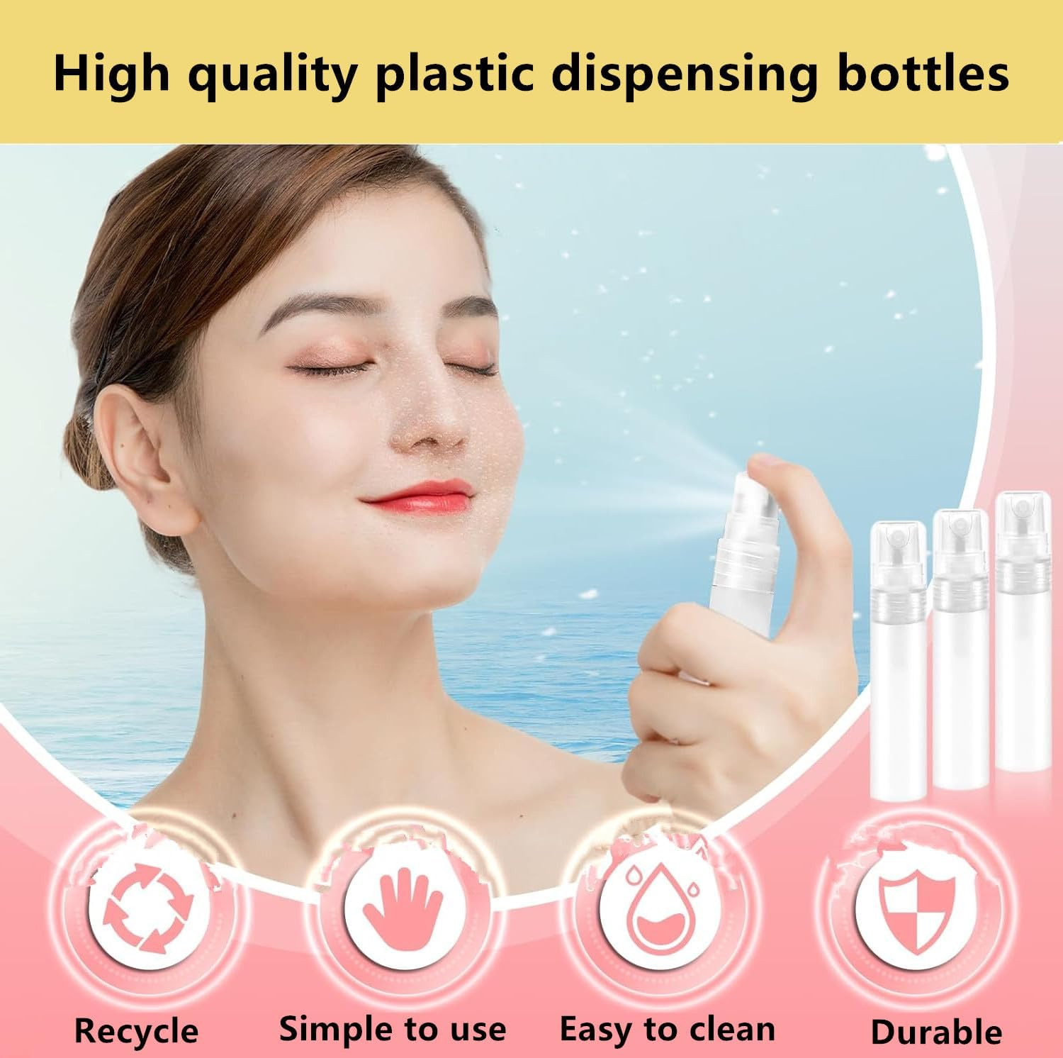 10 Pcs Clear 5Ml Slim Refillable PVC Portable Frosted Spray Bottle,Mini Fine Mist Spritzer Bottle Liquid Sprayer Bottle,Small Empty Sample Containers,For Liquid, Perfume, Makeup Tool, Travel image number 2