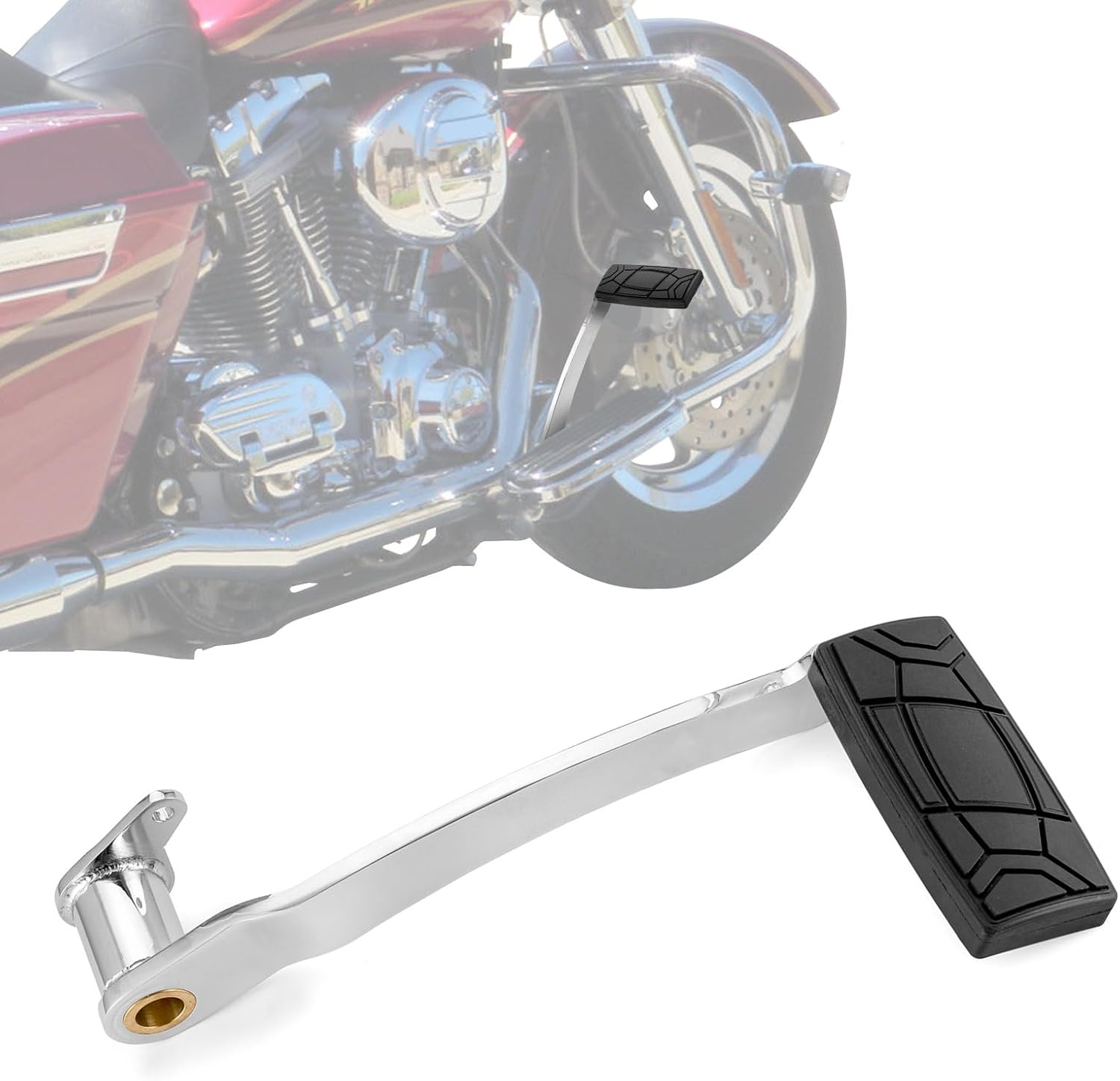 Wsays Chrome Motorcycle Foot Control Component Extended Brake Pedals Compatible with Harley 1997-2007 Touring & 1987-2017 FL Softail Models image number 3