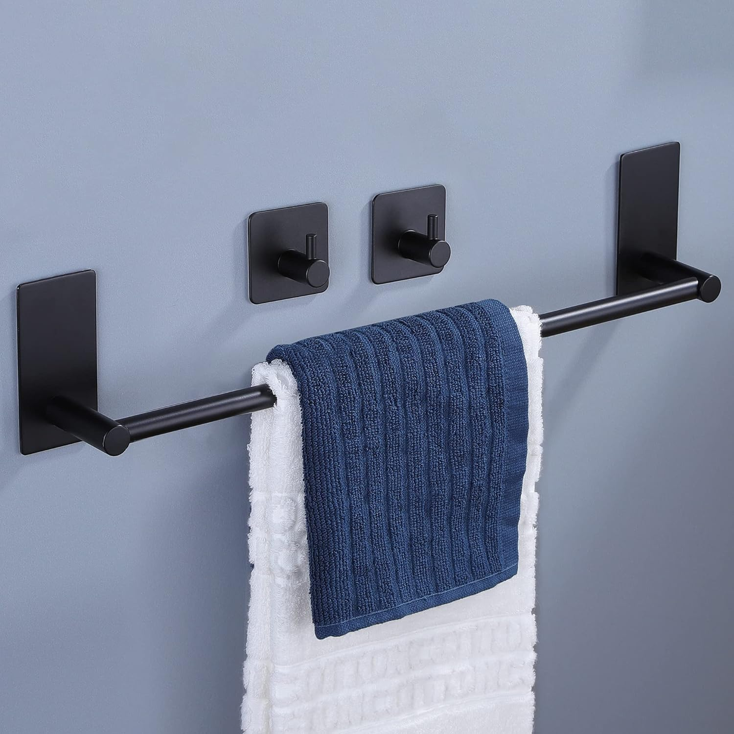 Taozun Towel Bar - 24 Inch Towel Holder with 2 Packs Adhesive Hooks, Hand Towel Rack Stick on Wall, Stainless Steel Bathroom Hardware Accessory Kit
