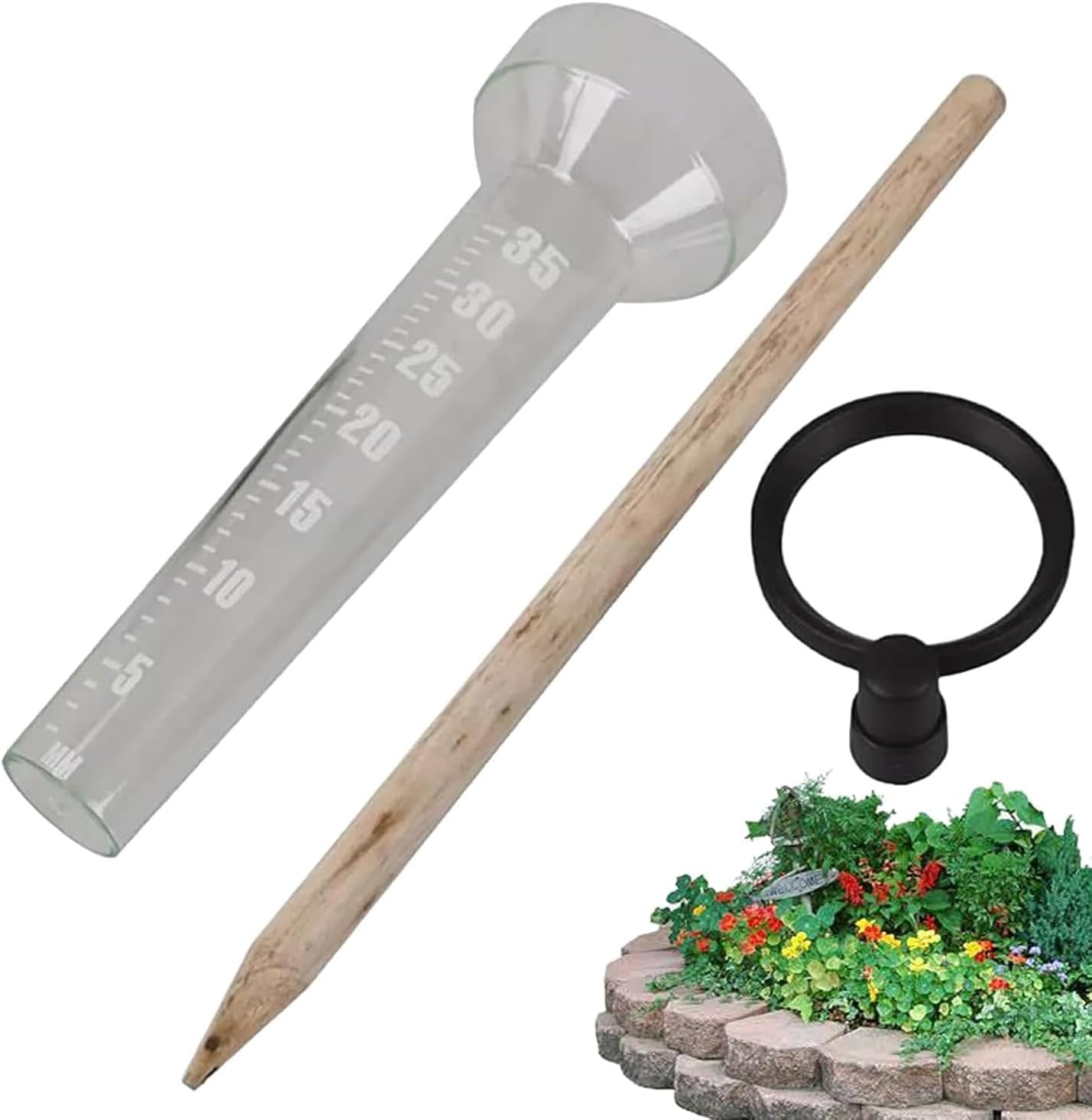 Limcryspp 3Pieces Outdoor Rain Gauge - Rain Gauge | Rain Gauge Device, Rain Gauge Device Suitable for Yard and Large Digital Scale Garden, Deck, Lawn, Landscape, Etc image number 2