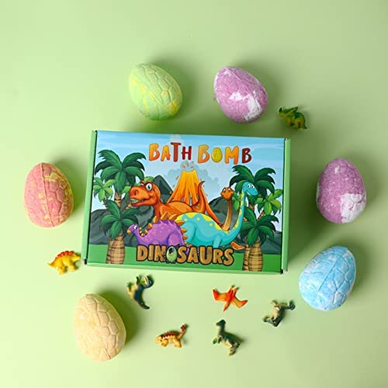 (6 Pack) Big Dino Bath Bombs with Surprise Toys - Best Giftset - Dinosaur Egg Shaped, Party Set for Bubble Bath, Bath Fizzes with Bath Salt, Gift Hamper for Kids, Women, Men, Parents. Handmade Bathbomb image number 1