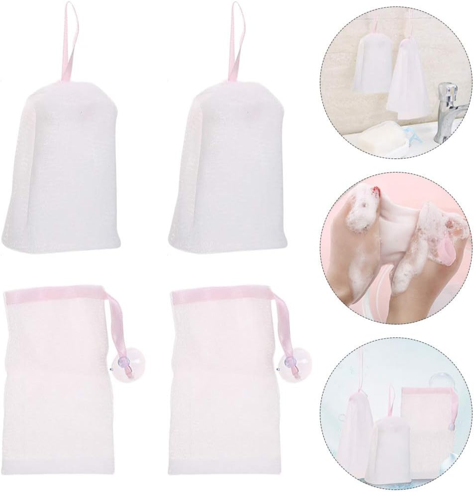 6Pcs Bubble Net Soap Saver Pouch Foaming Soap Holder Soap Exfoliating Mesh Pouch Soap Mesh Pouch Facial Washing Nets Bubble Mesh Bags Travel Soap Foaming Bag Bath Bag Grid Or image number 5